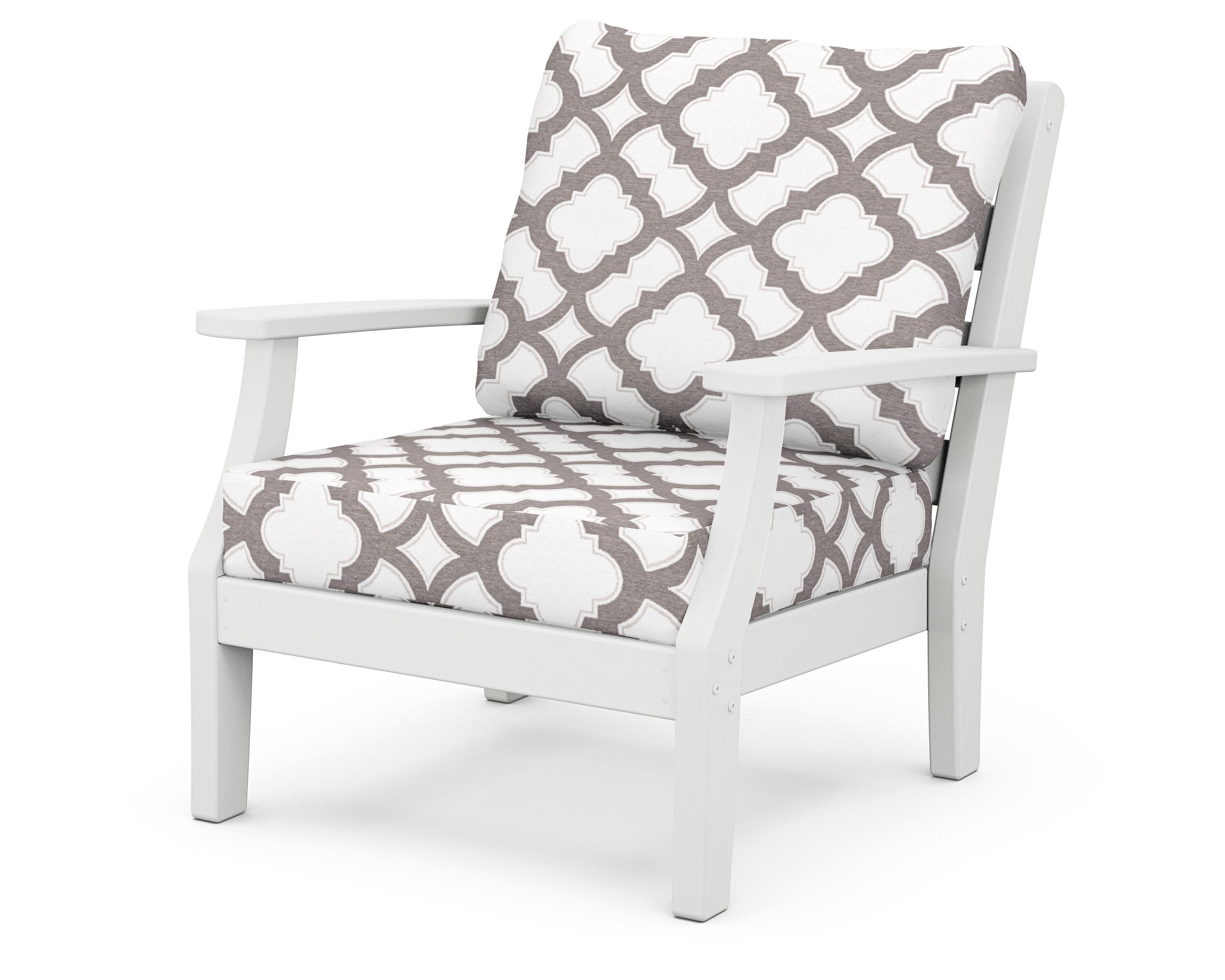 Chesapeake Deep Seating Chair in White / Trellis Grey Mist