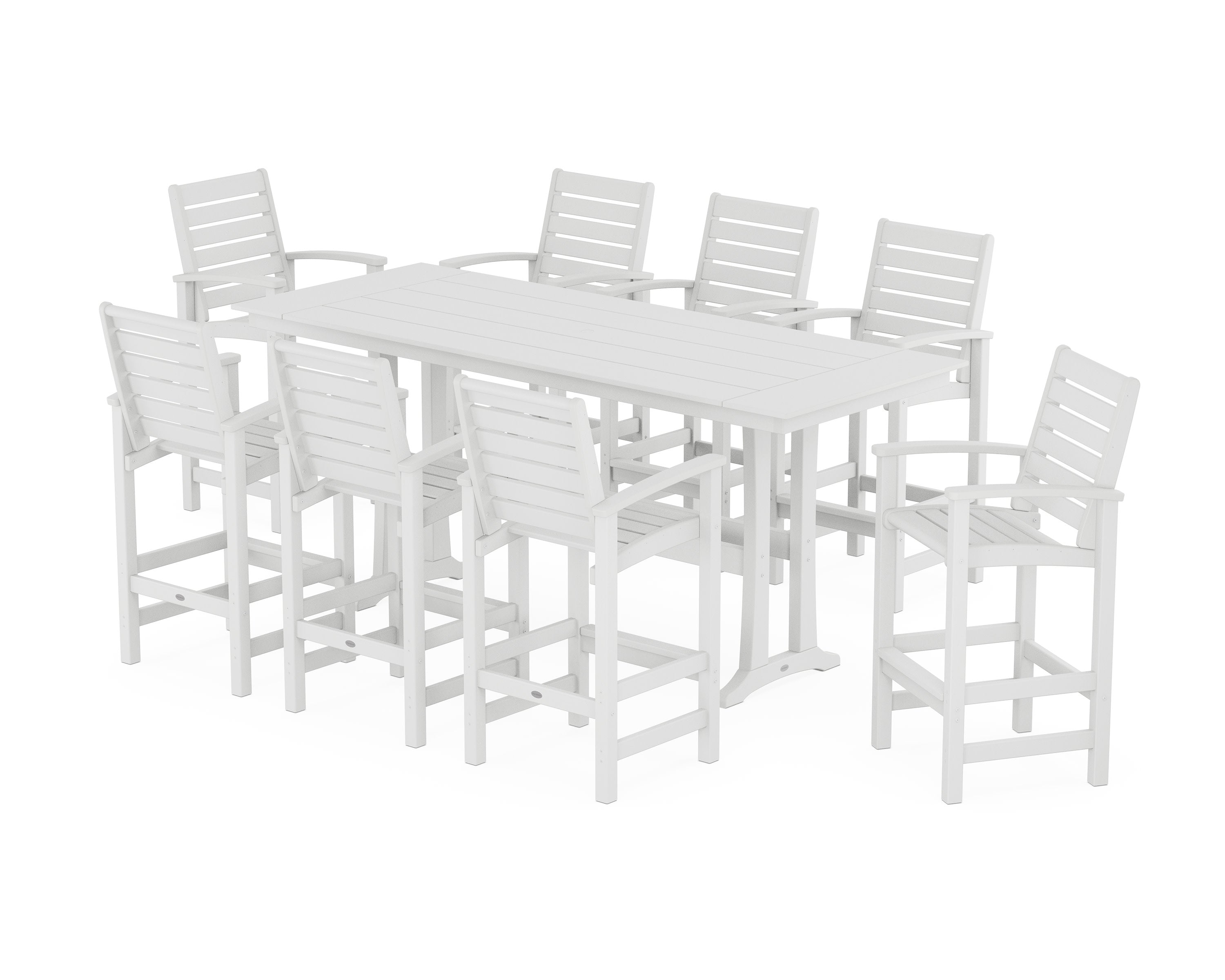 Signature 9-Piece Farmhouse Bar Set with Trestle Legs in White