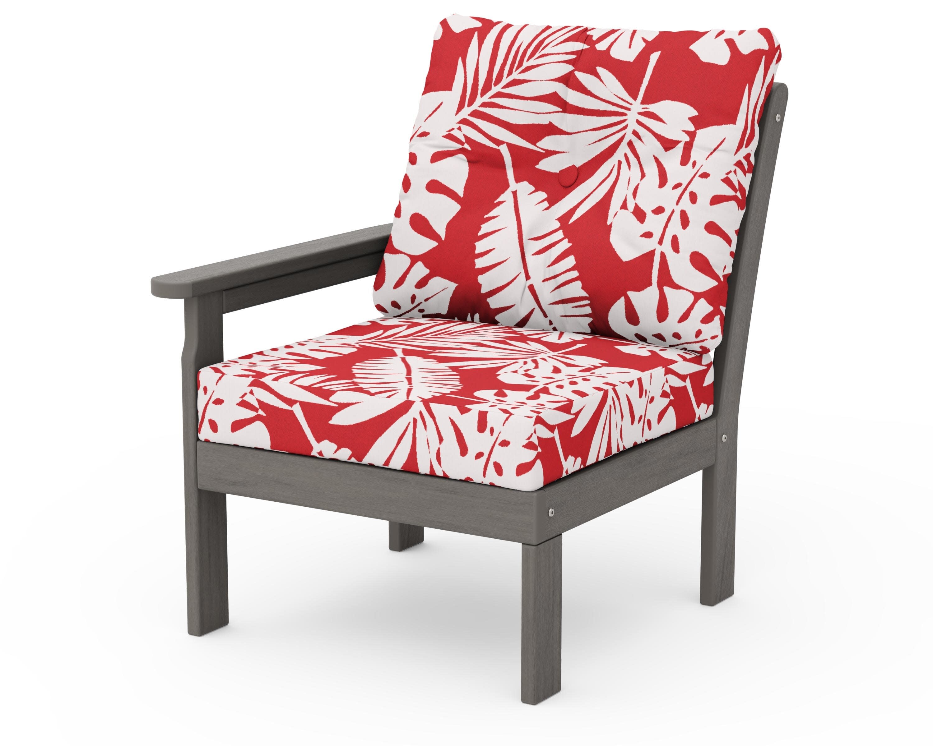 Vineyard Modular Left Arm Chair in Driftwood / Leaf Crimson