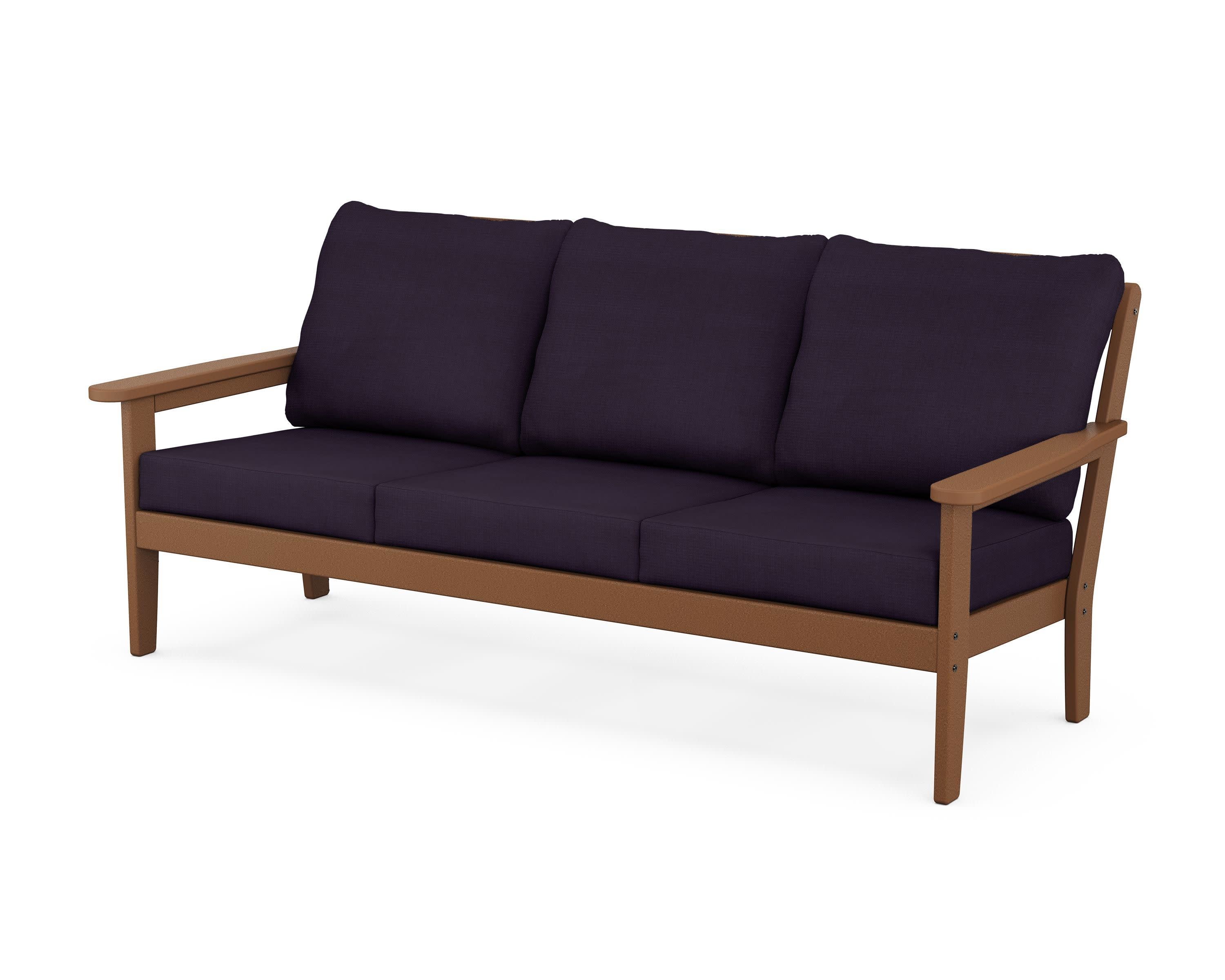 Cottage Deep Seating Sofa in Teak / Navy Linen