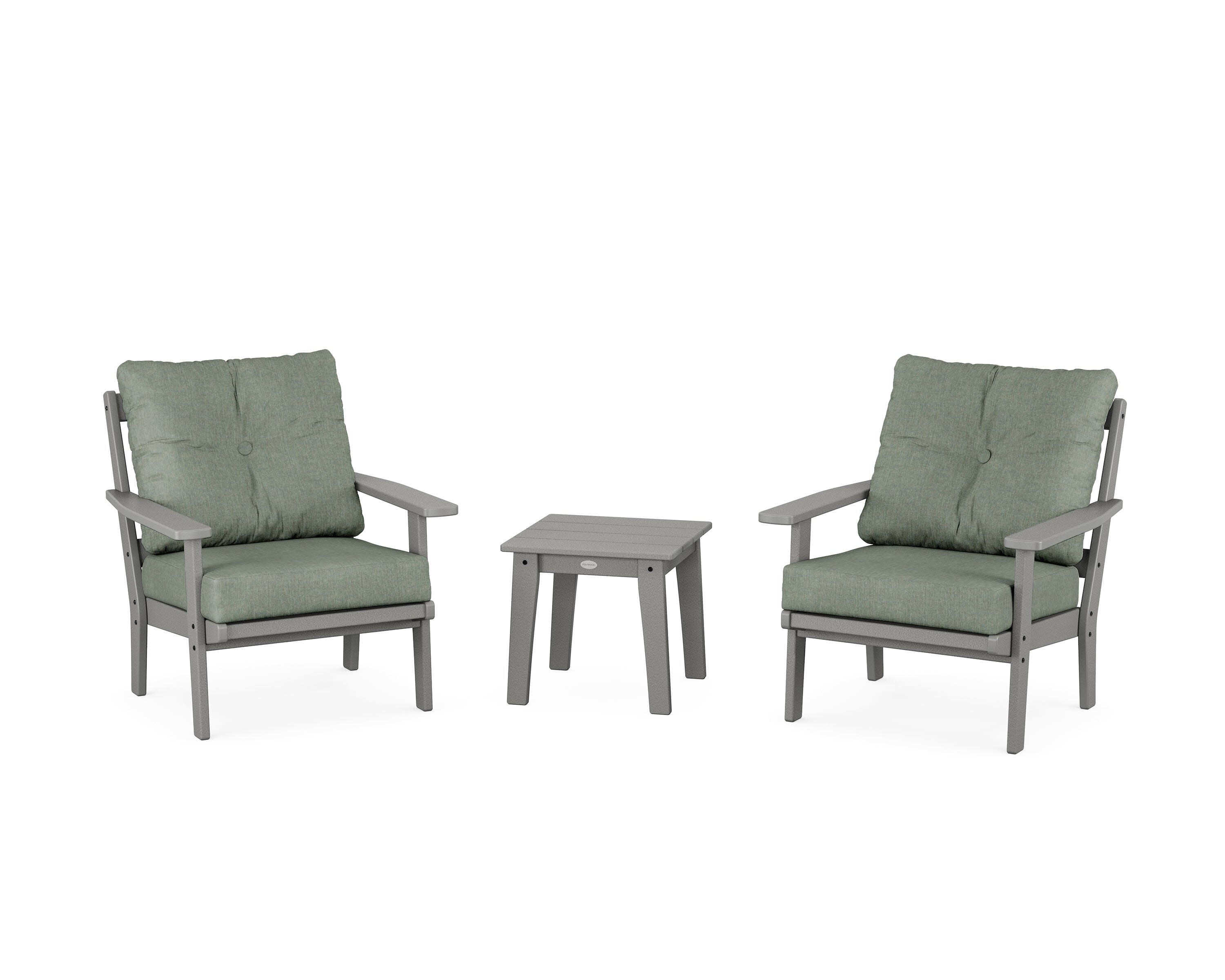 Prairie 3-Piece Deep Seating Set in Slate Grey / Cast Sage