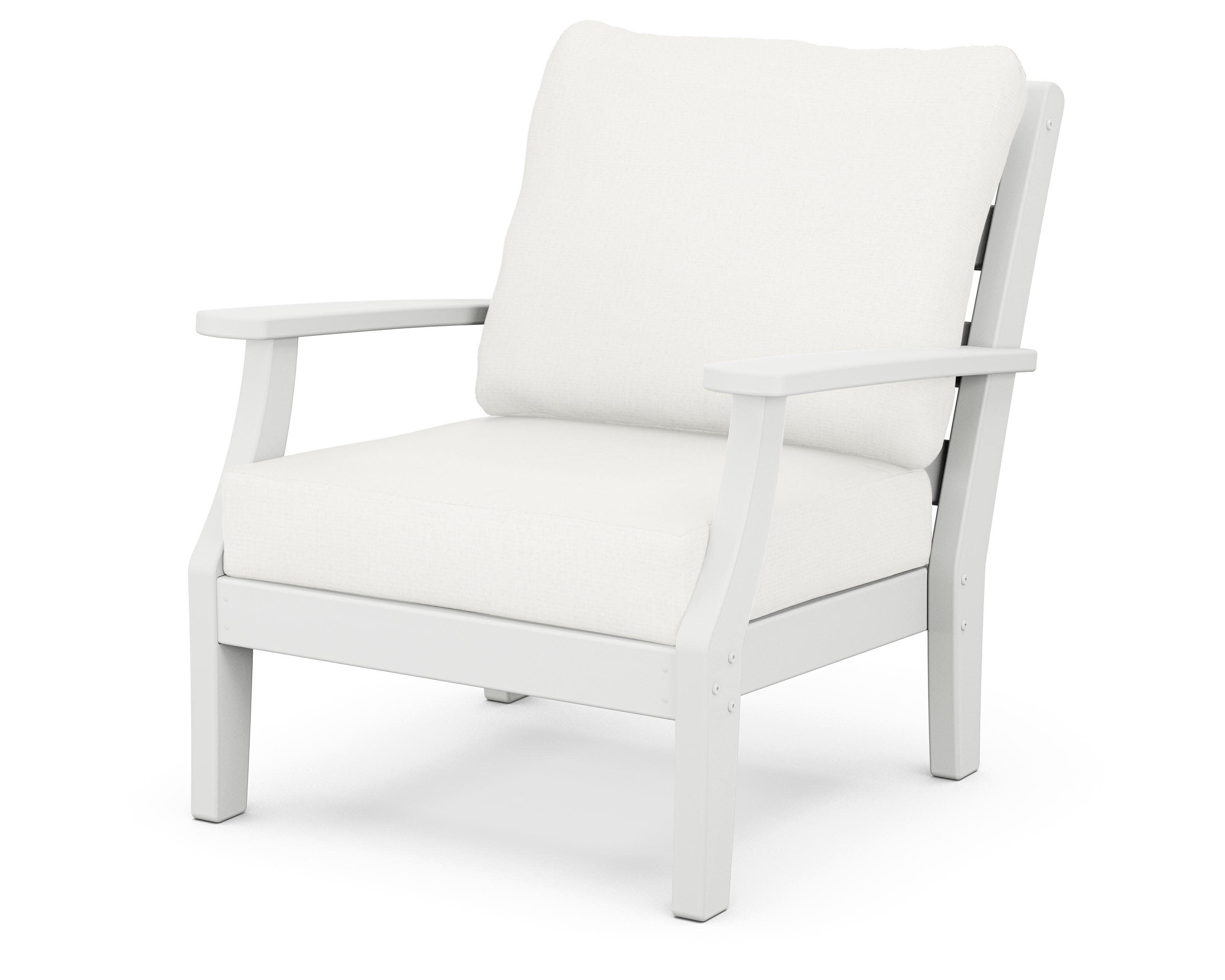 Chesapeake Deep Seating Chair in White / Natural Linen