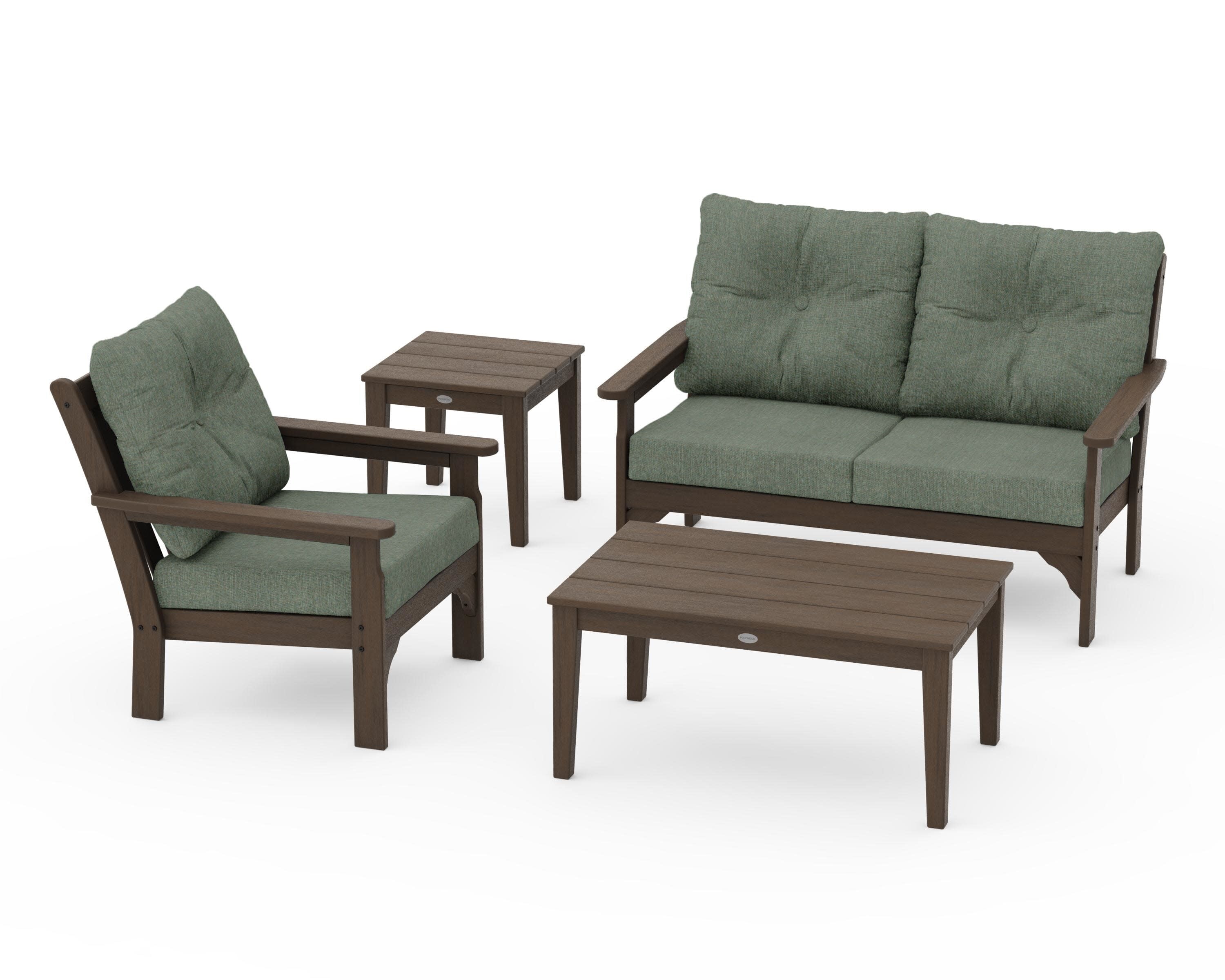 Vineyard 4-Piece Deep Seating Set in Kona / Cast Sage