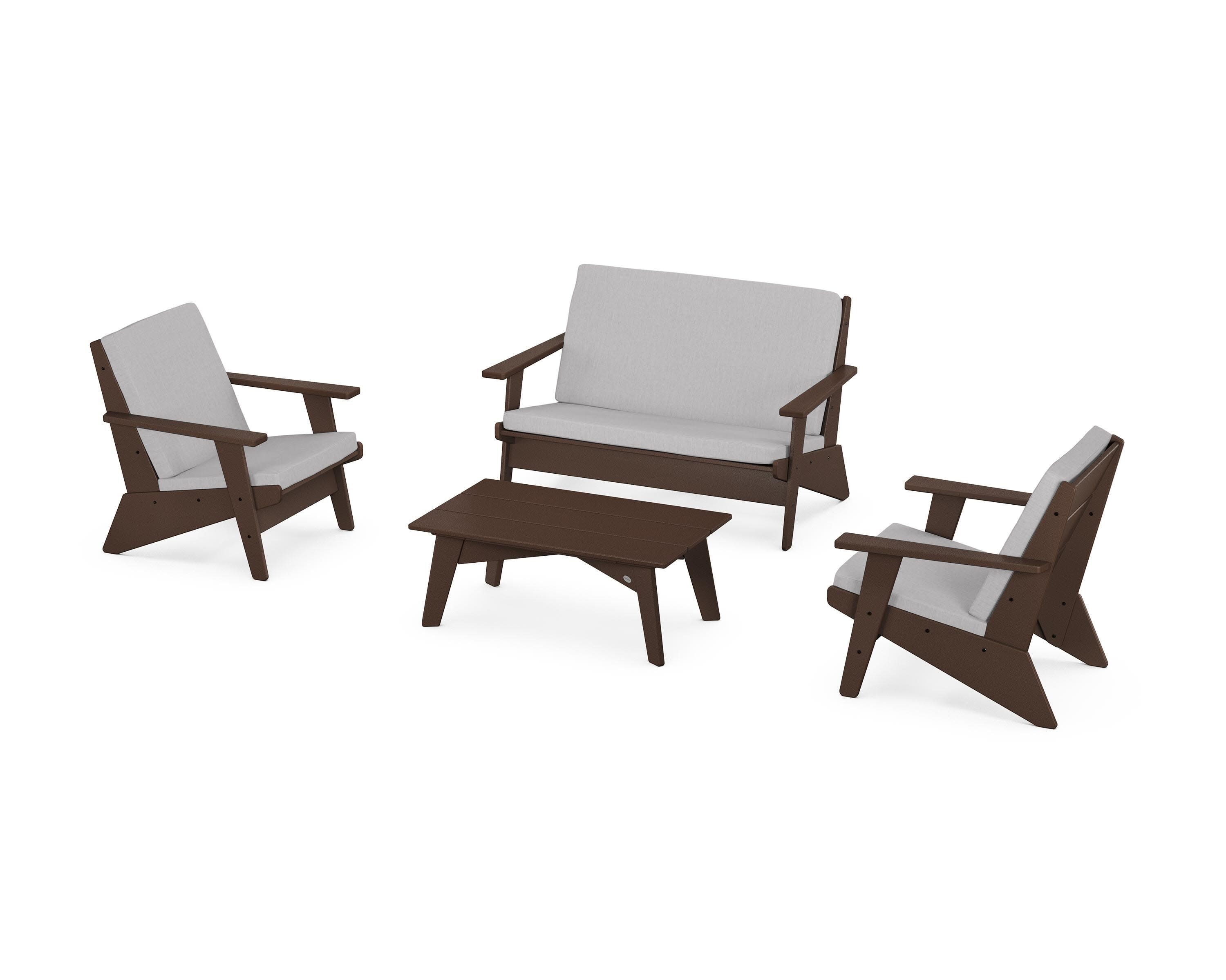 Riviera Modern Lounge 4-Piece Set in Mahogany / Granite