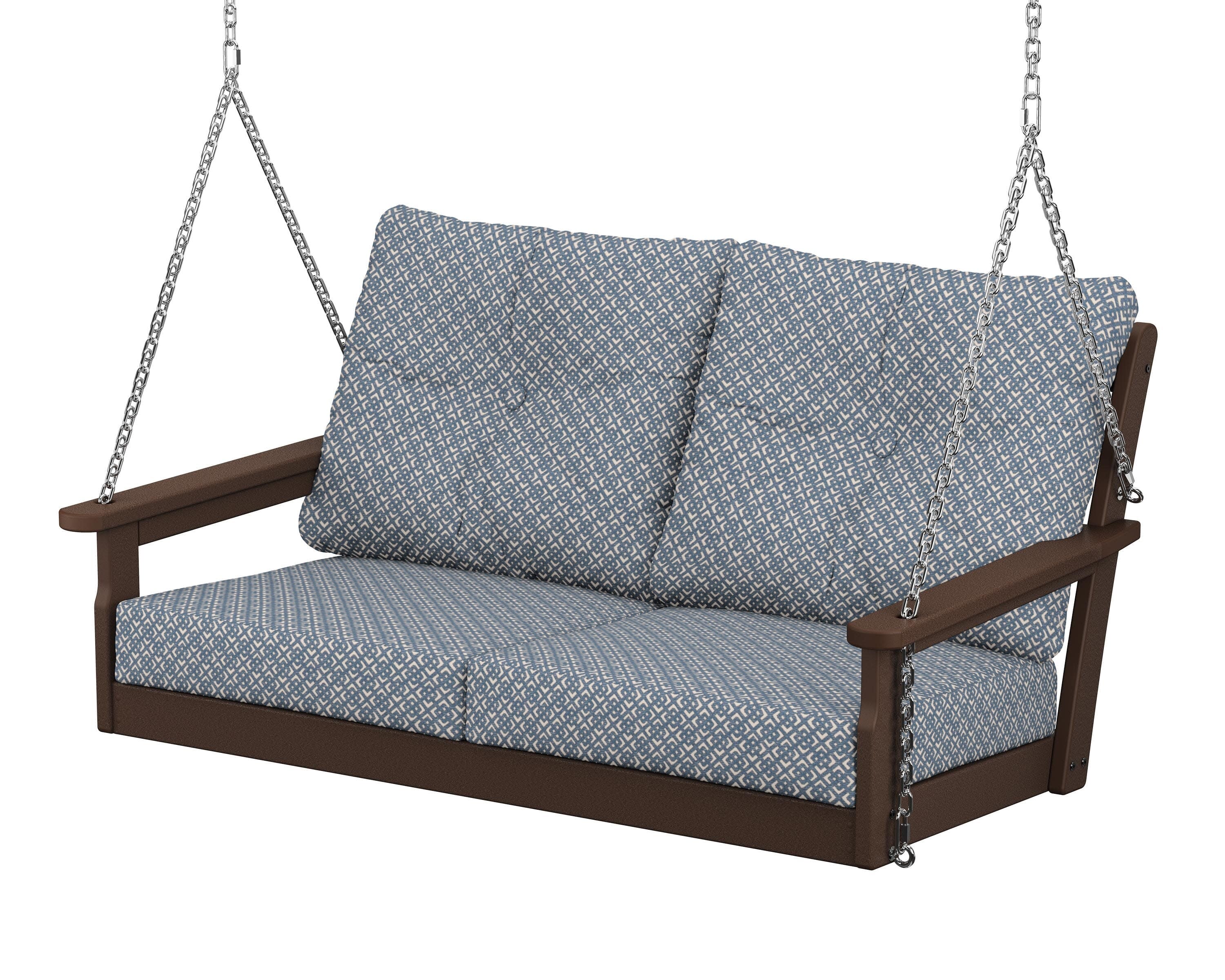 Vineyard Deep Seating Swing in Mahogany / Hopscotch