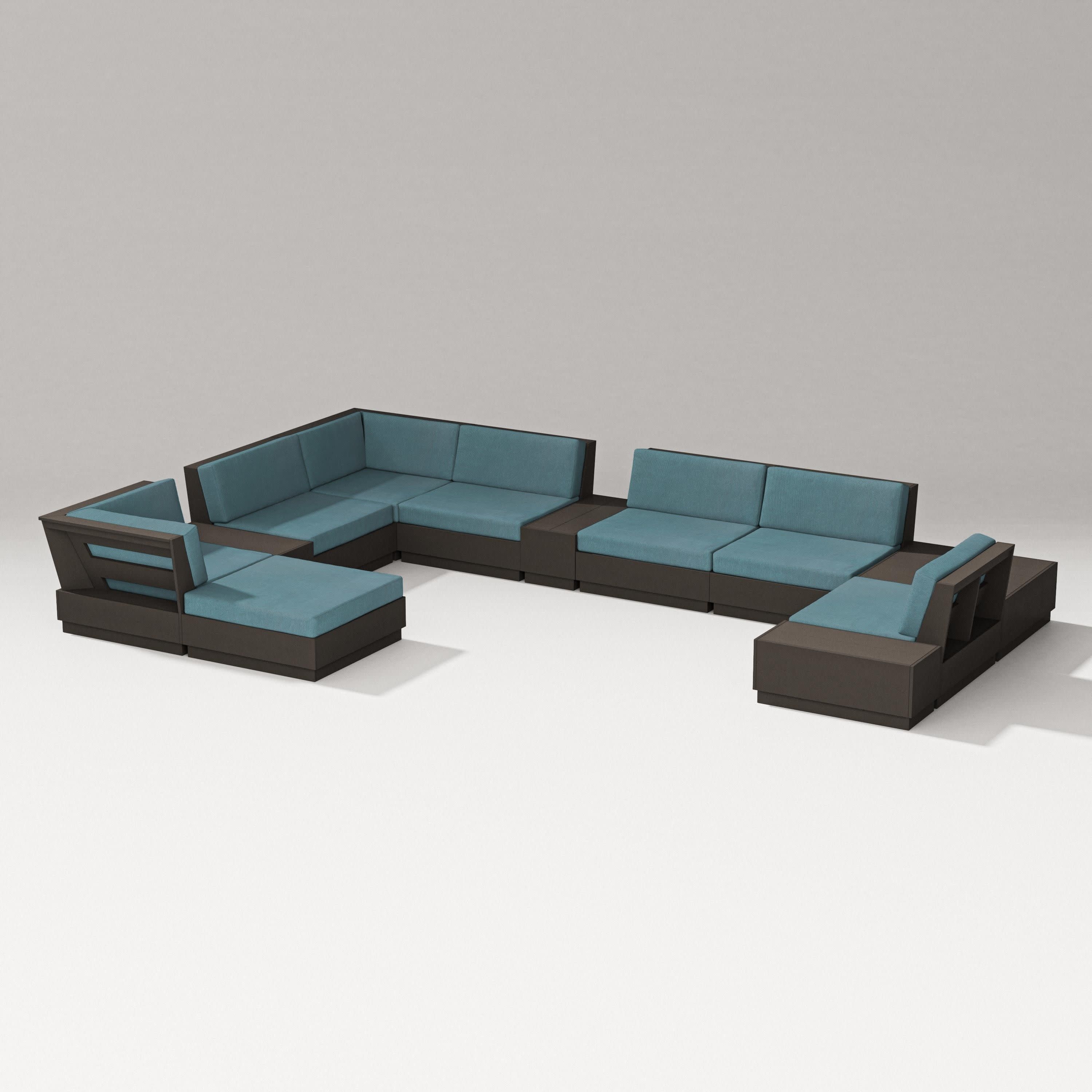 Elevate 12-Piece Conversation Sectional Set in Vintage Coffee / Ocean Teal
