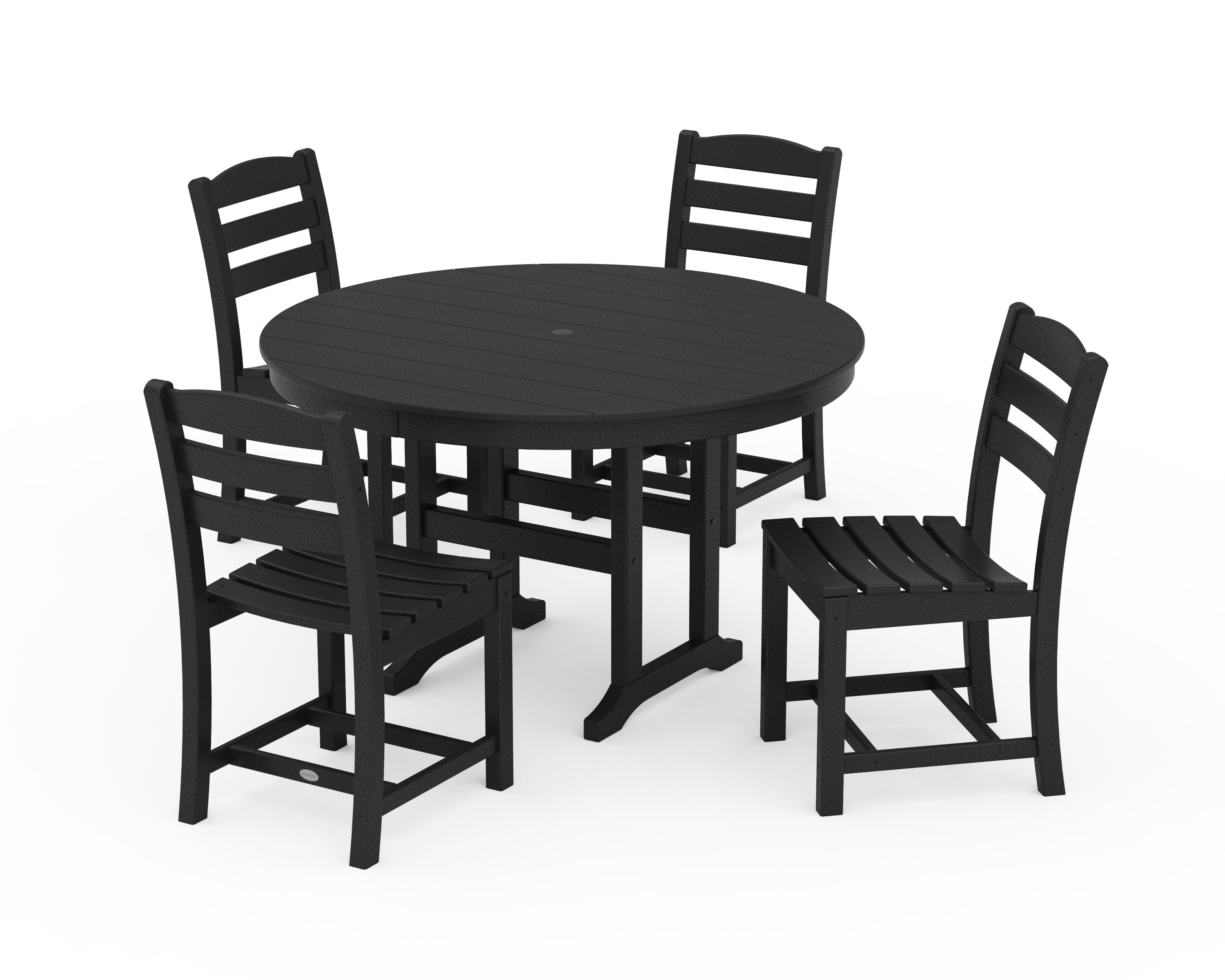 La Casa Caf Side Chair 5-Piece Round Farmhouse Dining Set in Black