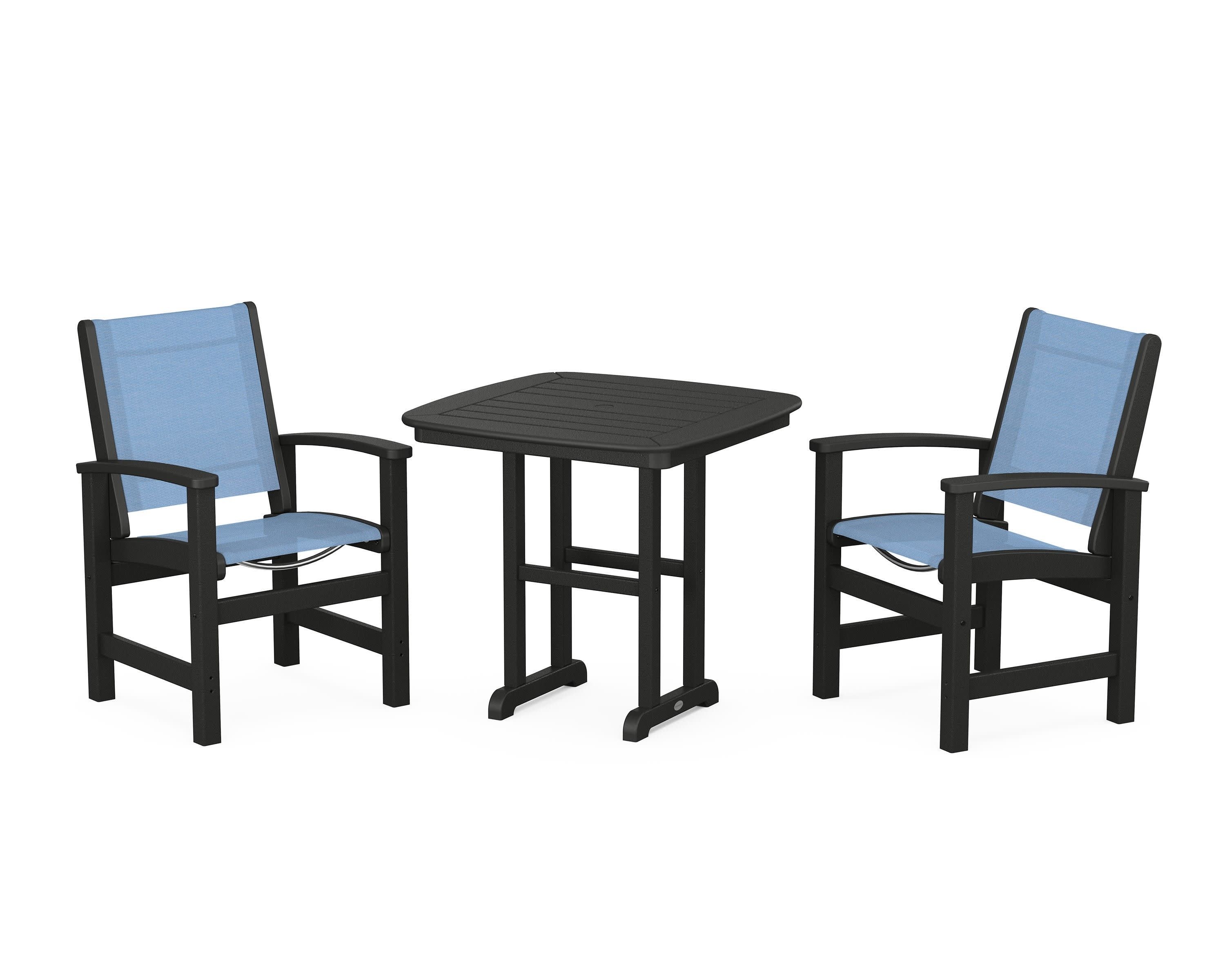 Coastal 3-Piece Dining Set in Black / Poolside Sling