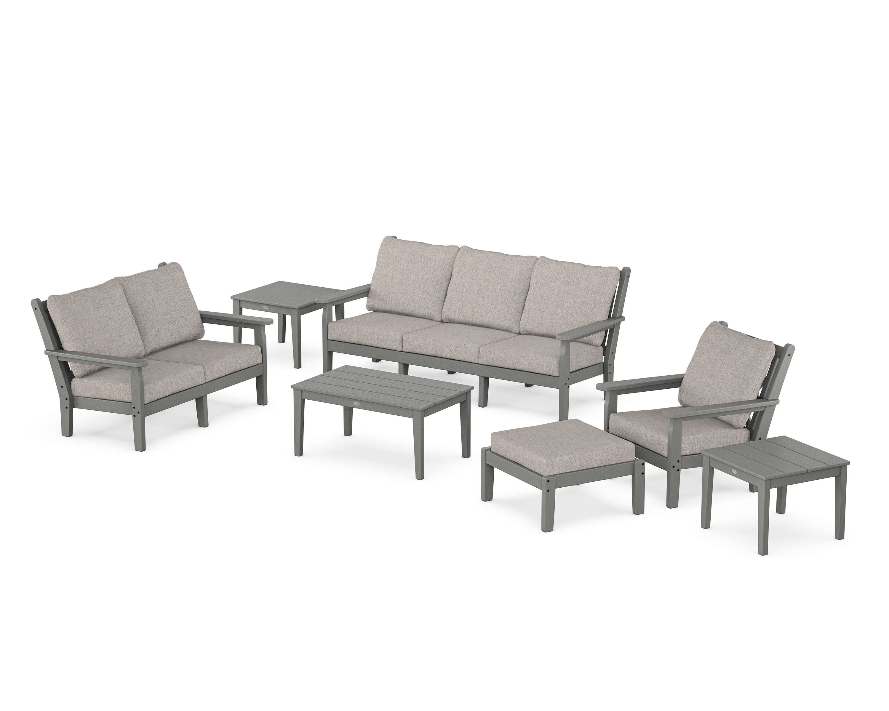 Chippendale 7-Piece Deep Seating Set in Slate Grey / Weathered Tweed