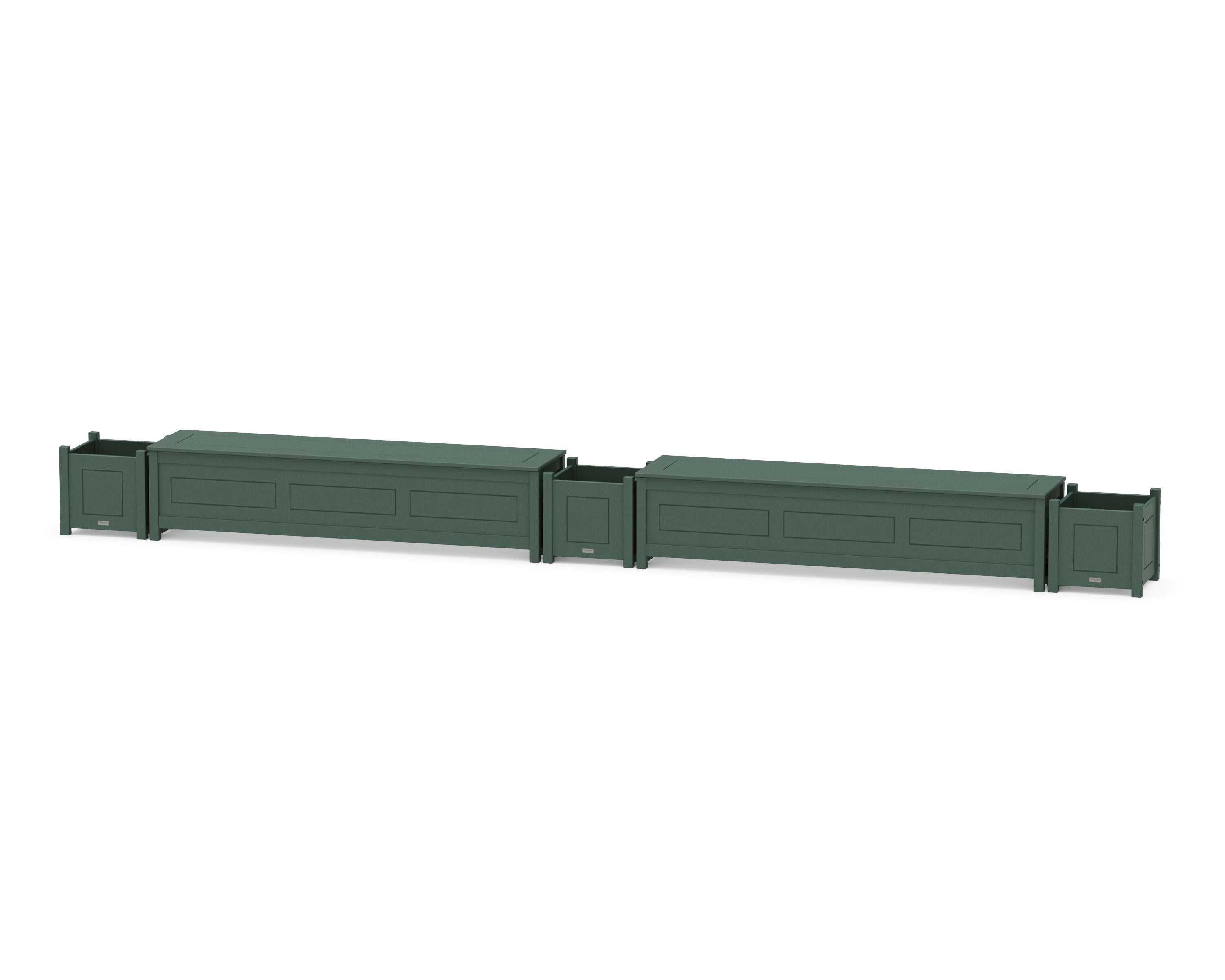 72" Country Living Straight Double Planter Storage Bench Set in Green