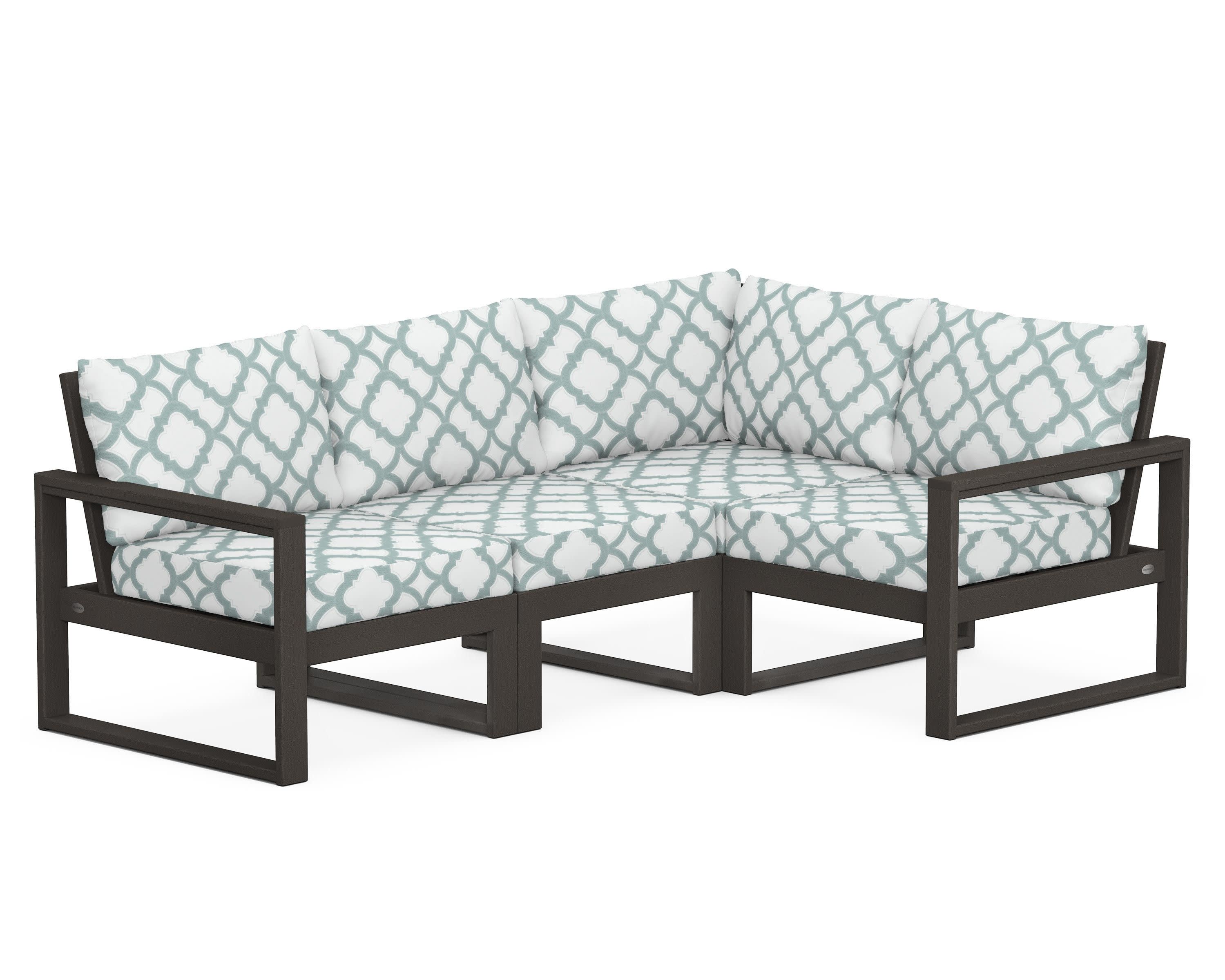 EDGE 4-Piece Modular Deep Seating Set in Vintage Coffee / Trellis Glacier Spa