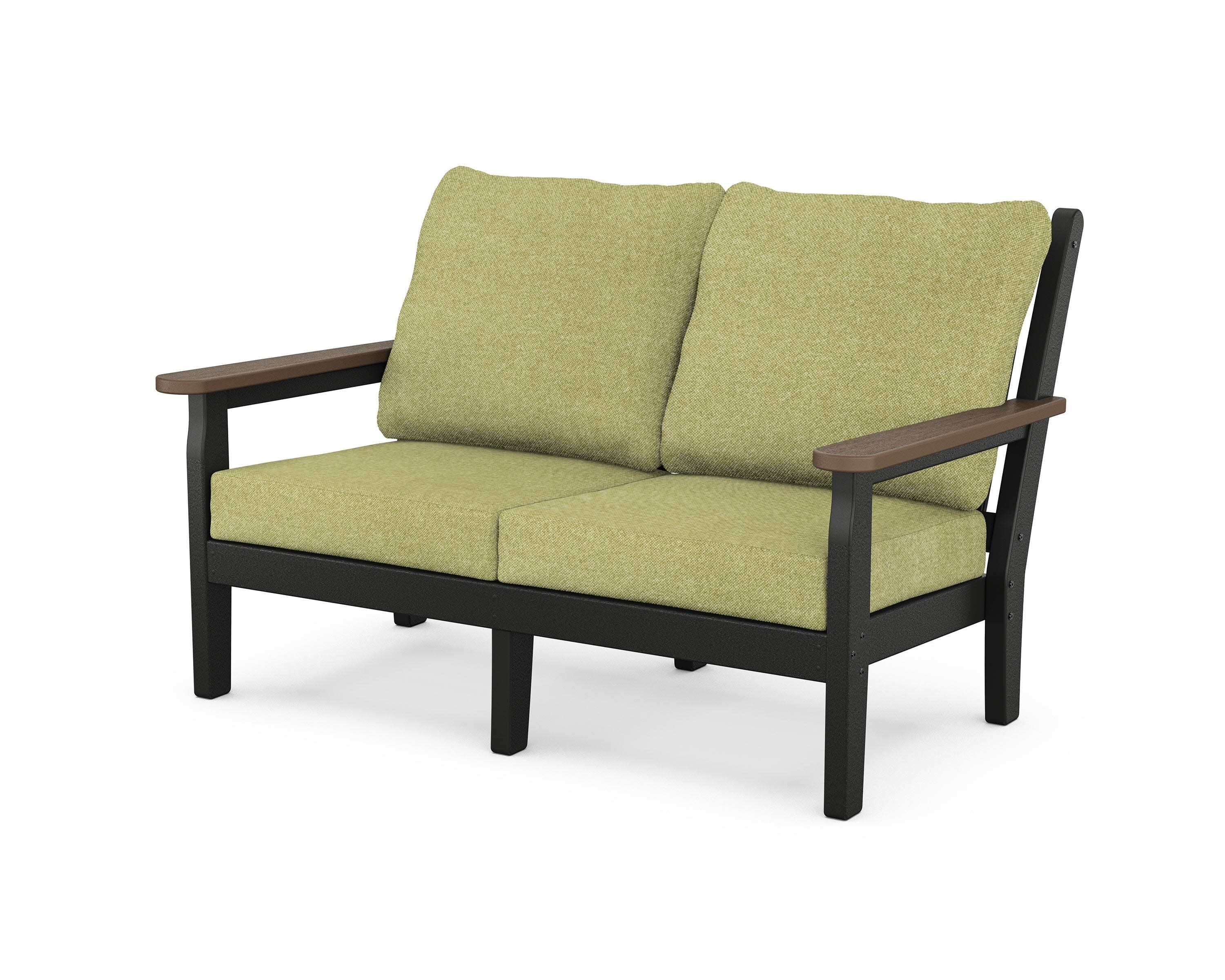 Chippendale Deep Seating Loveseat in Black / Kona / Chartreuse Boucle
