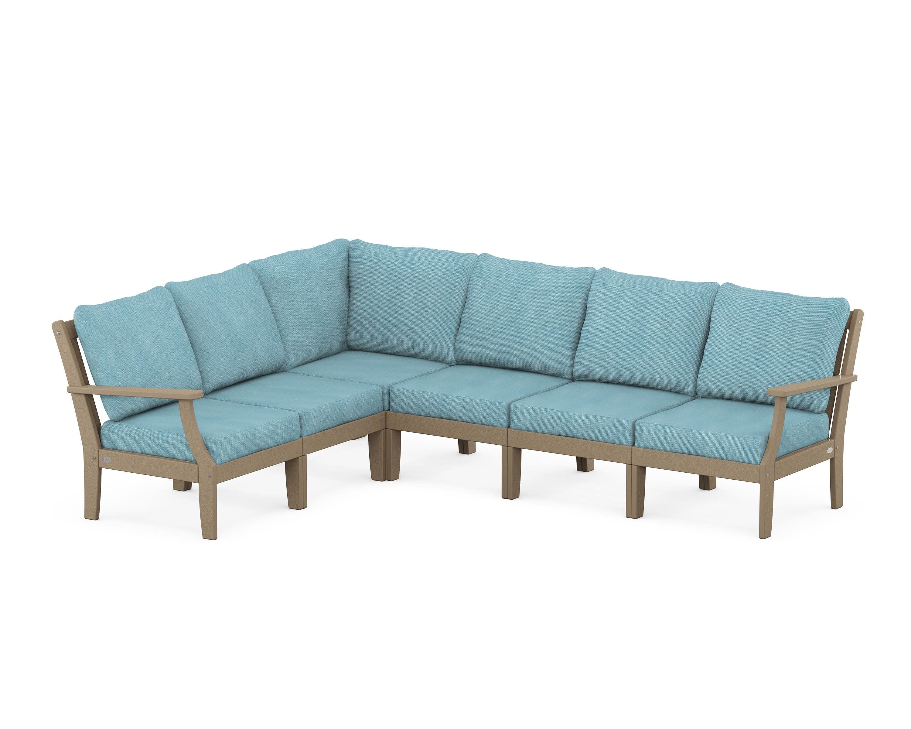 Braxton Modular 6-Piece Deep Seating Set in Vintage Sahara / Lattice Sky Blue