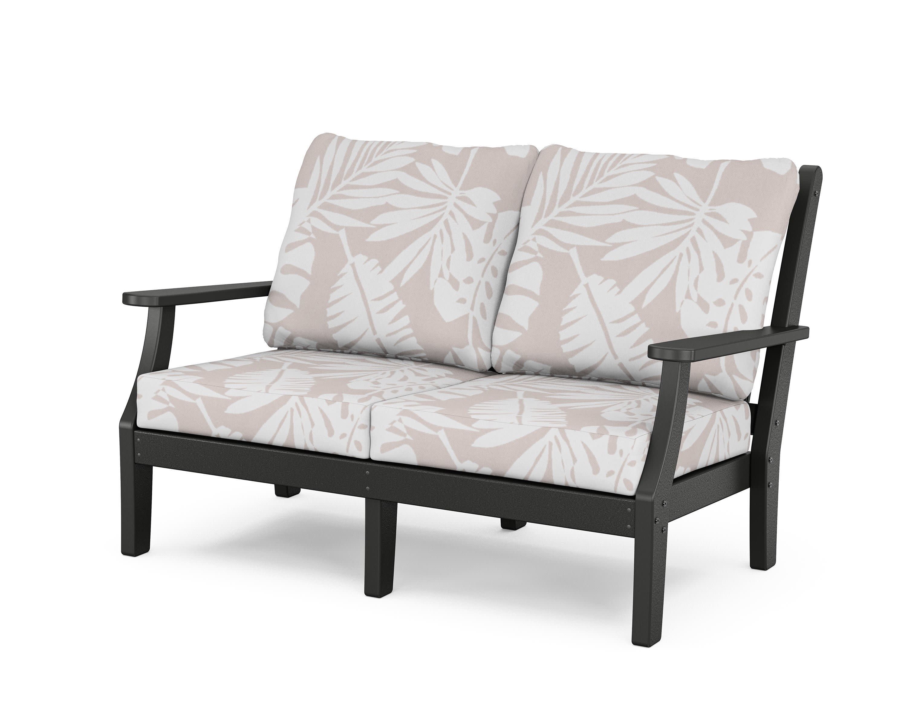 Wovendale Deep Seating Loveseat in Black / Leaf Dune Burlap