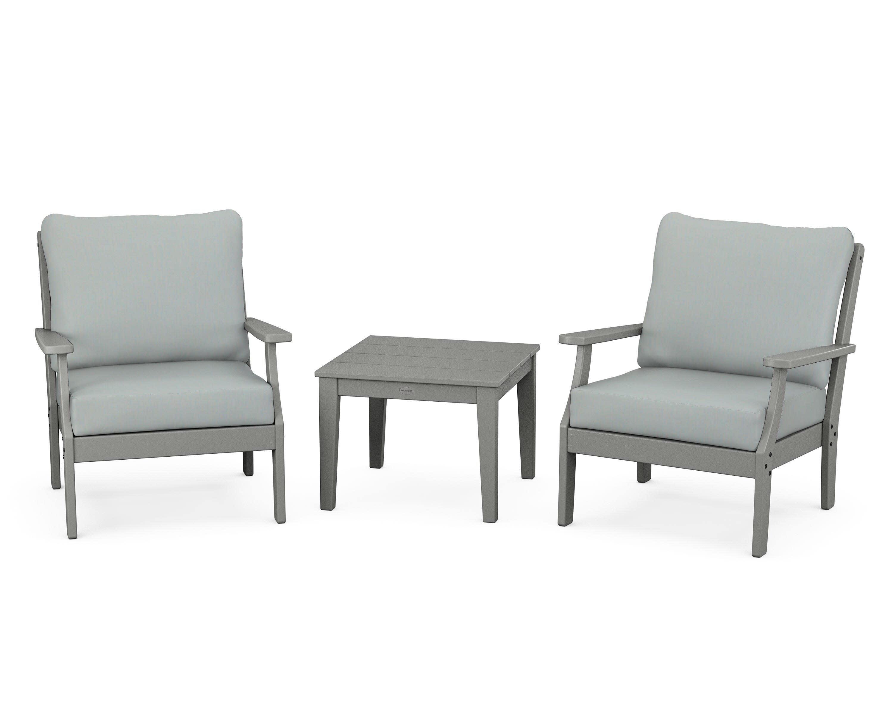 Braxton 3-Piece Deep Seating Set in Slate Grey / Spa