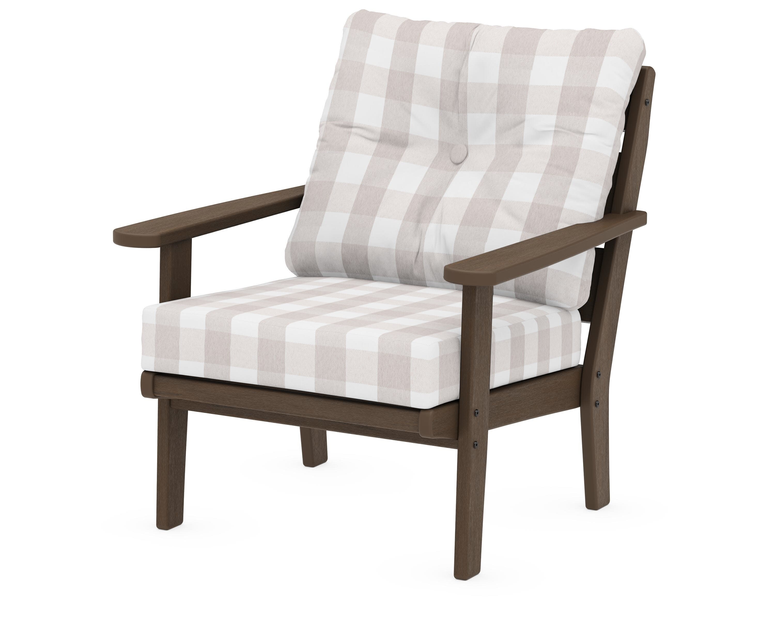 Lakeside Deep Seating Chair in Kona / Buffalo Plaid Dune Burlap