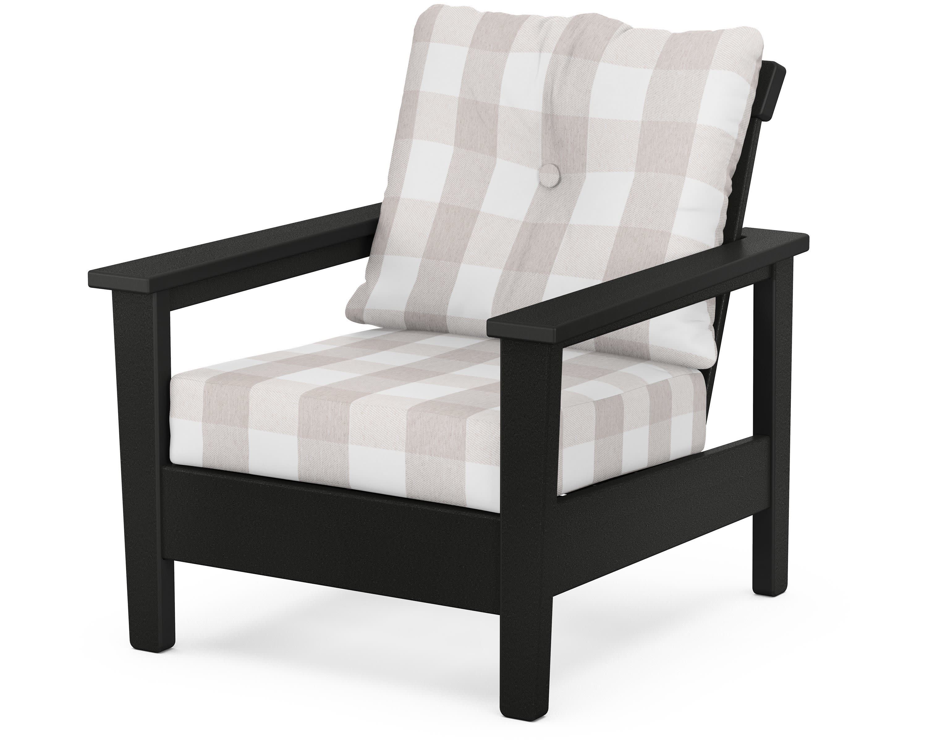 Prescott Deep Seating Chair in Black / Buffalo Plaid Dune Burlap
