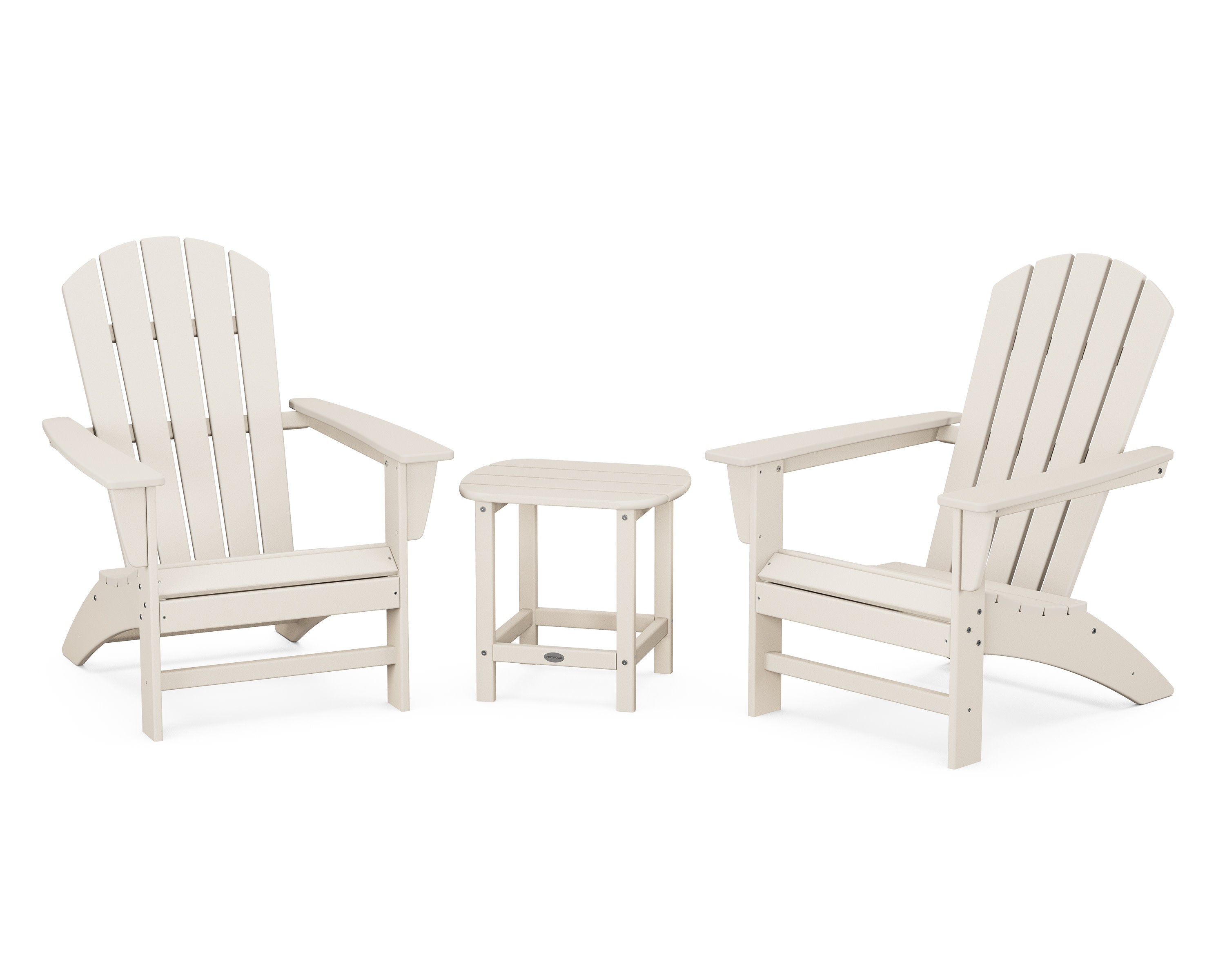 Nautical 3-Piece Adirondack Set with South Beach 18" Side Table in Sand