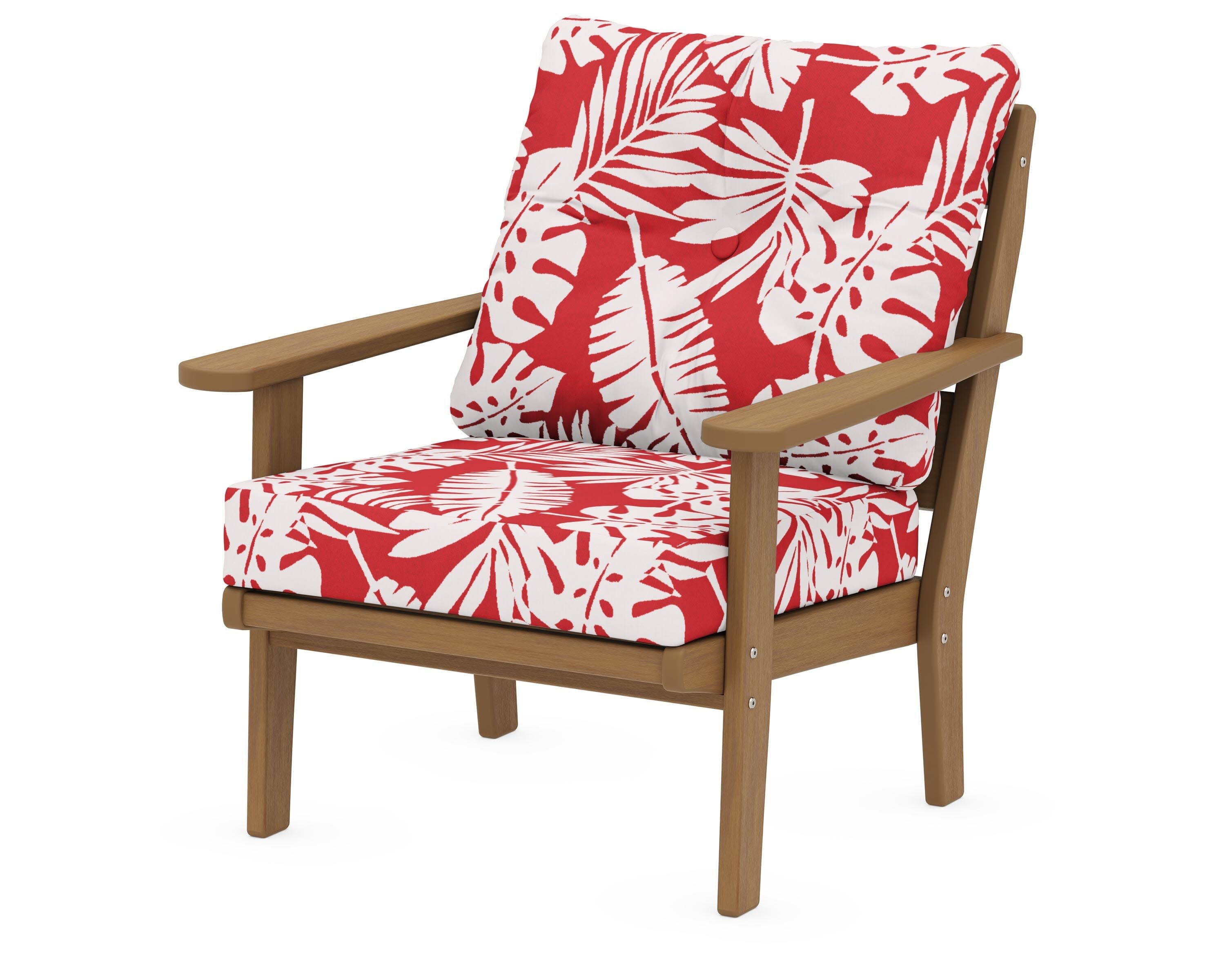 Lakeside Deep Seating Chair in Natural / Leaf Crimson