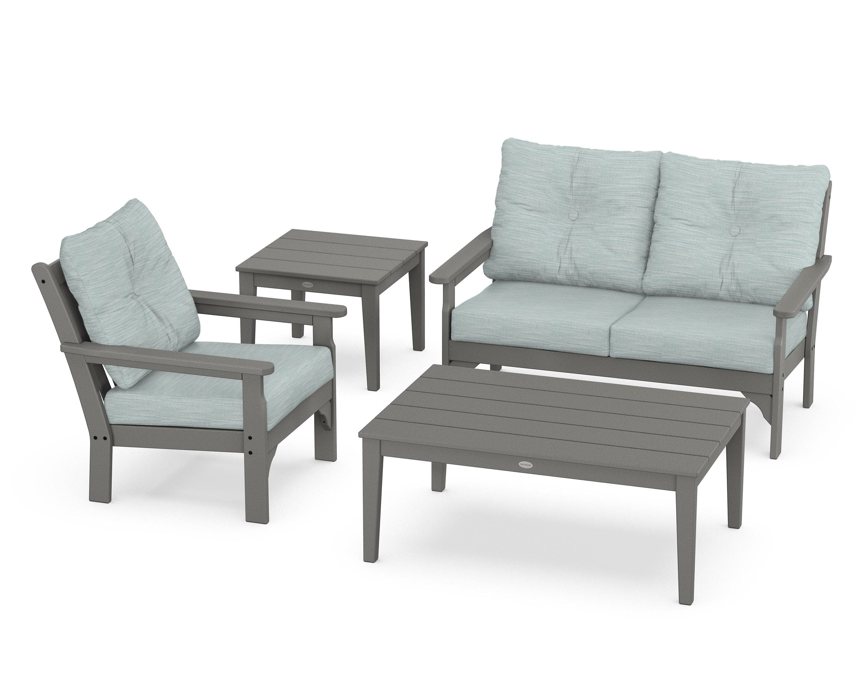 Vineyard 4-Piece Deep Seating Set in Slate Grey / Soothe Mist