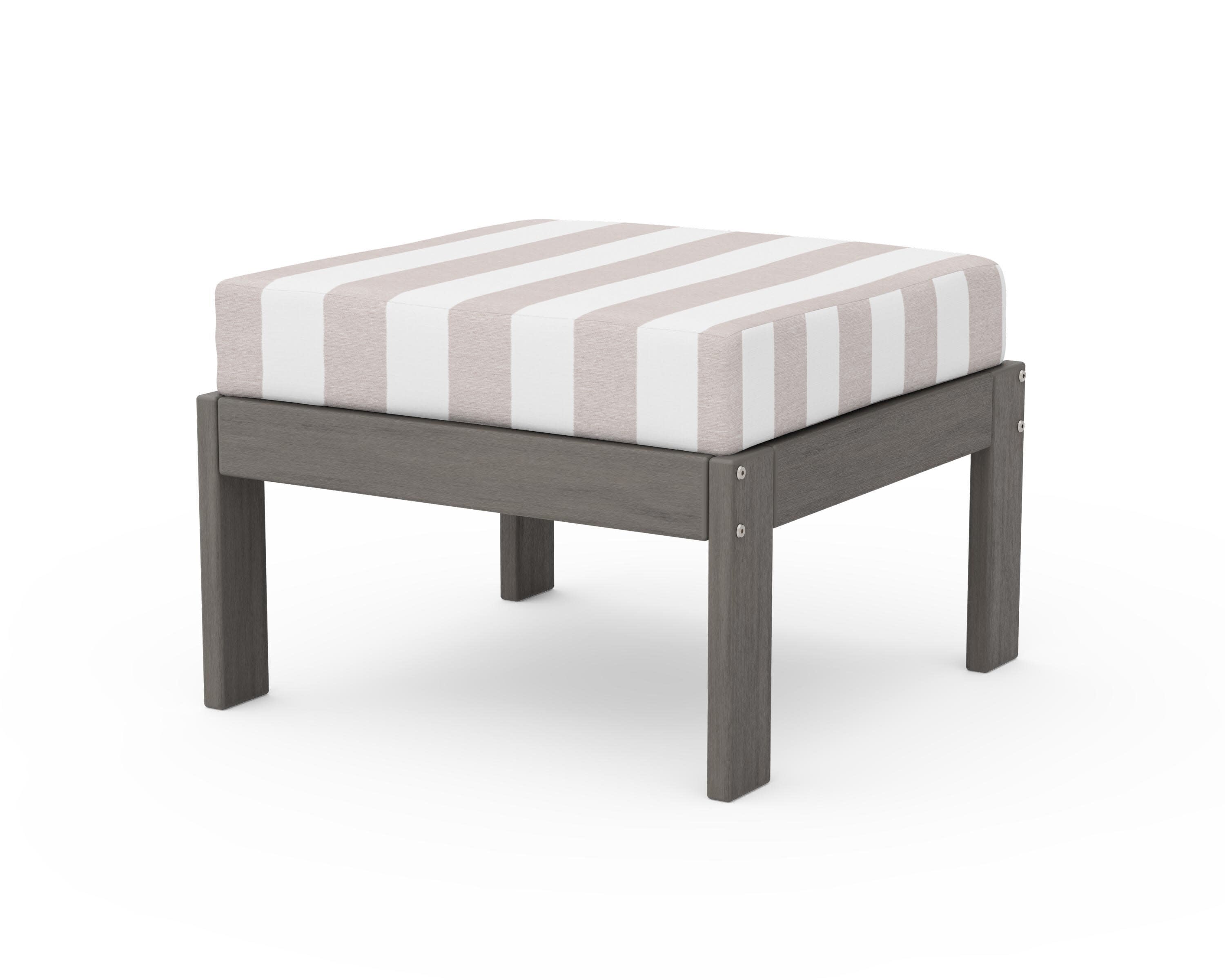 Vineyard Modular Ottoman in Driftwood / Cabana Stripe Dune Burlap