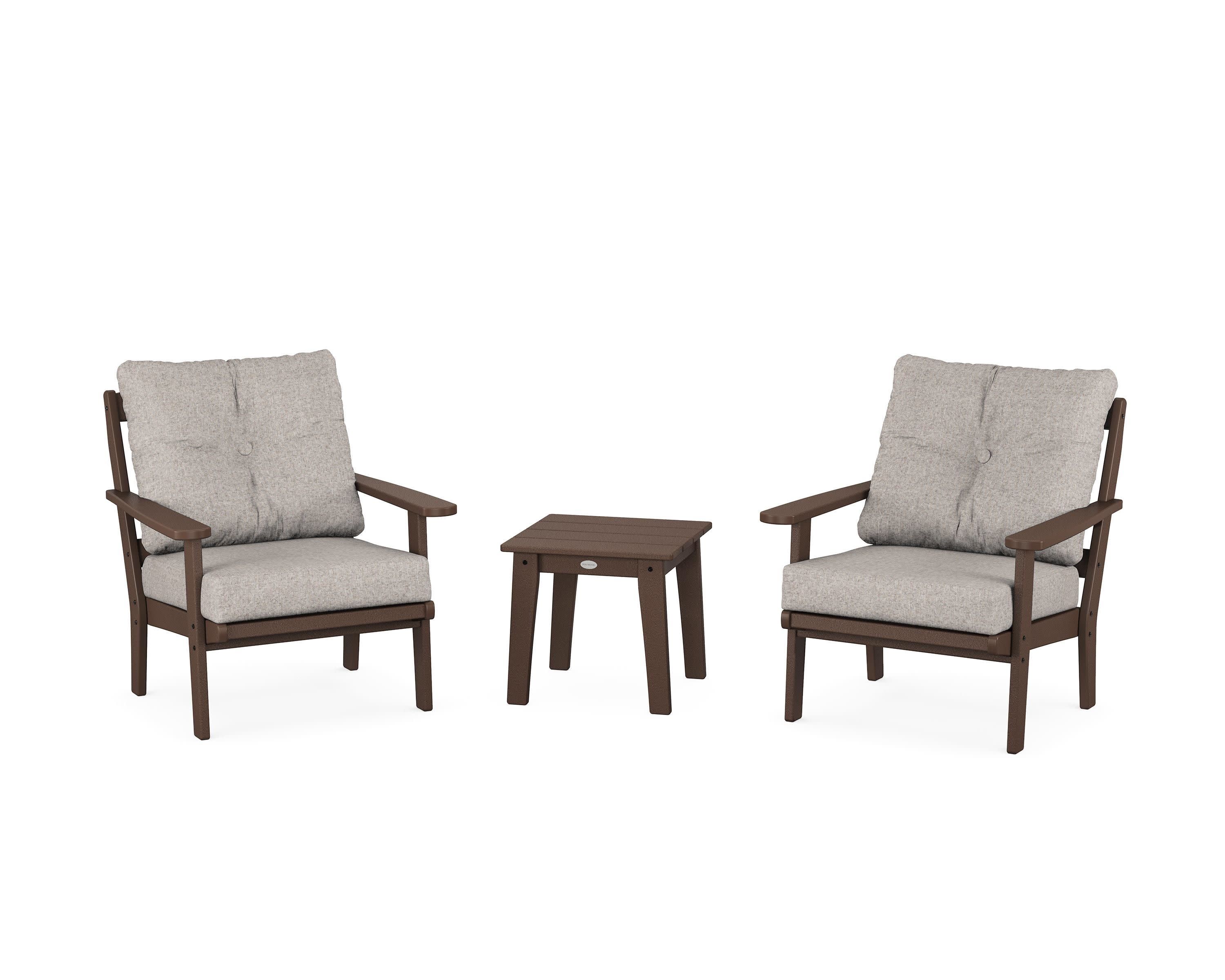 Mission 3-Piece Deep Seating Set in Mahogany / Weathered Tweed