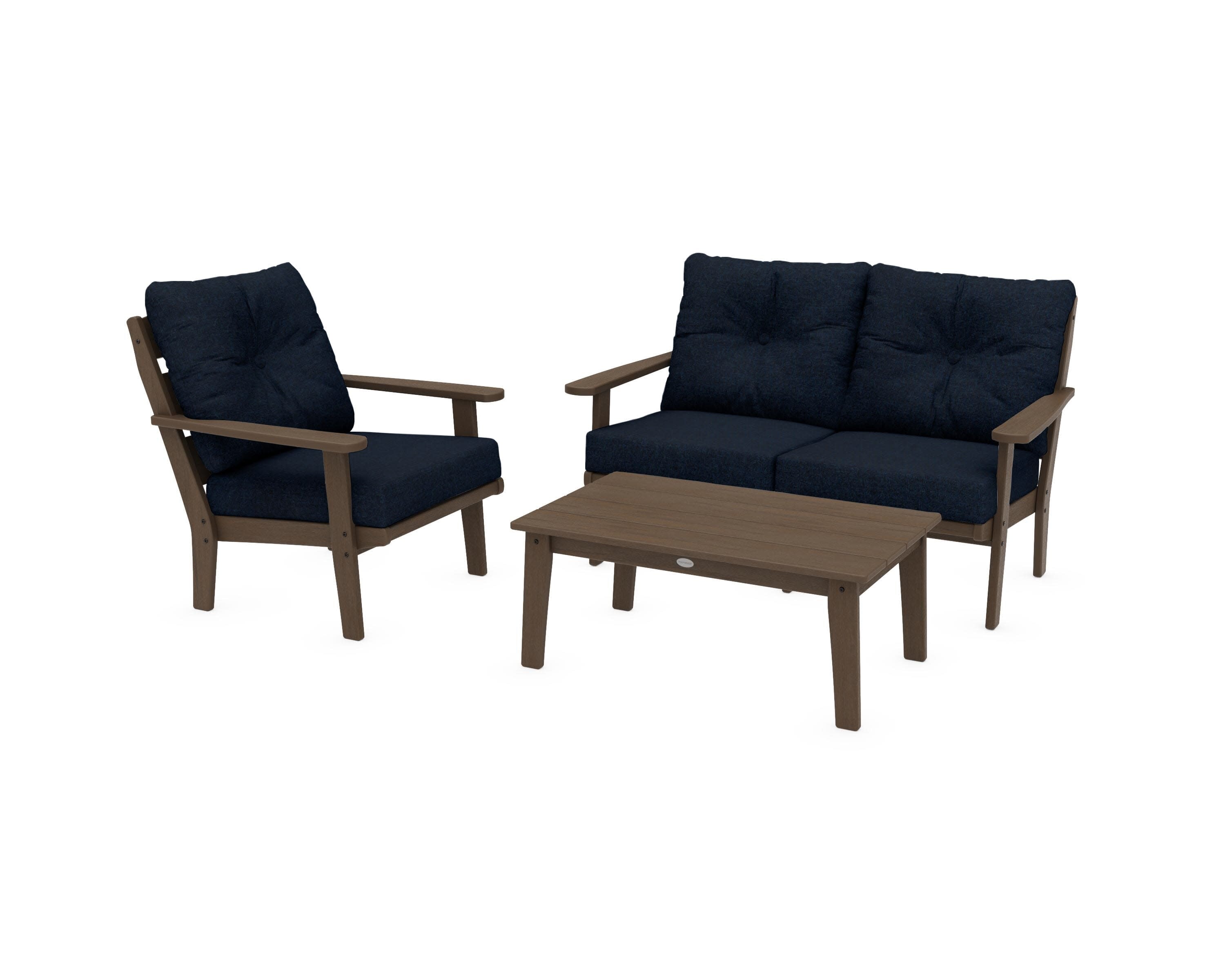 Lakeside 3-Piece Deep Seating Set in Kona / Marine Indigo