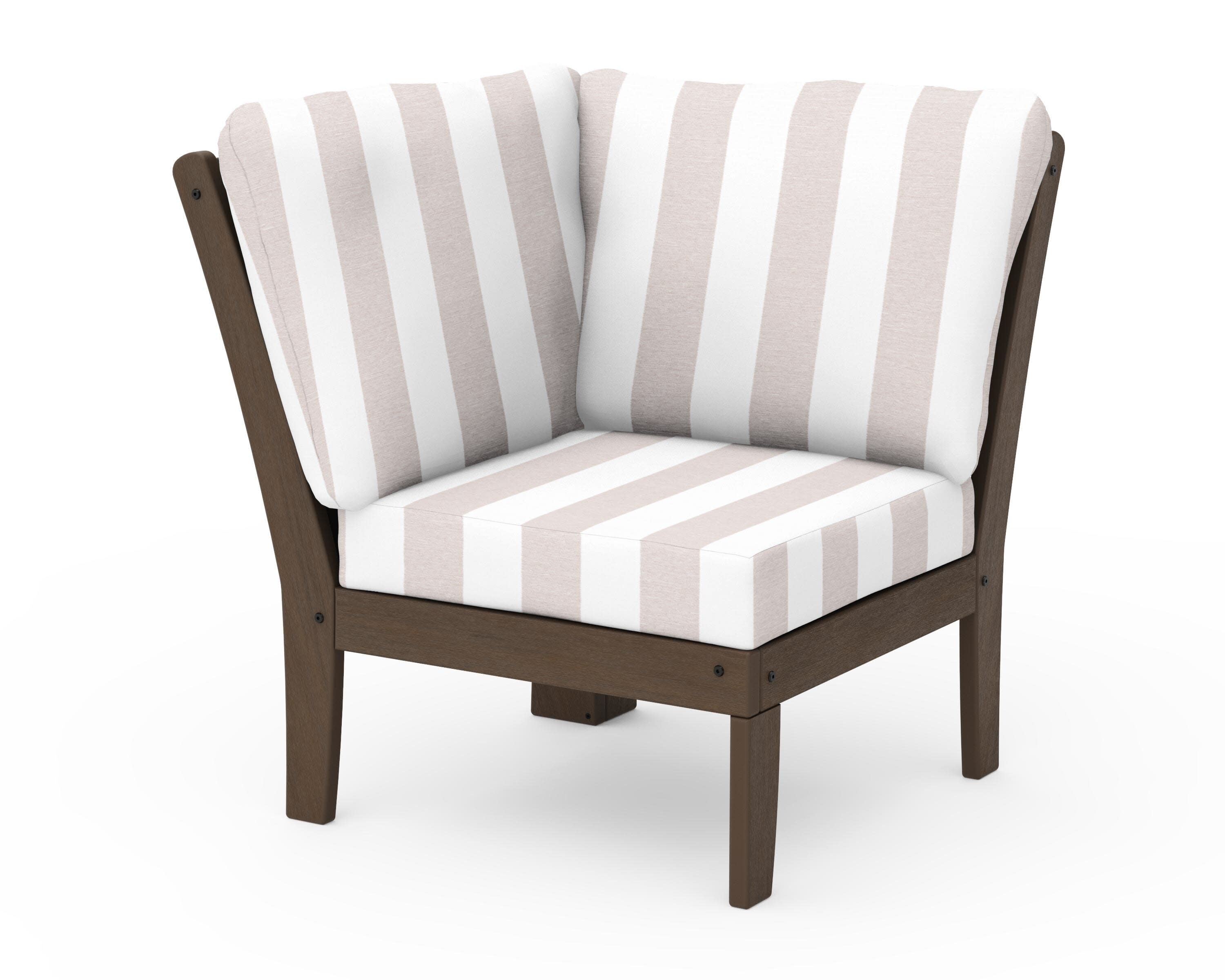 Braxton Modular Corner Chair in Kona / Cabana Stripe Dune Burlap