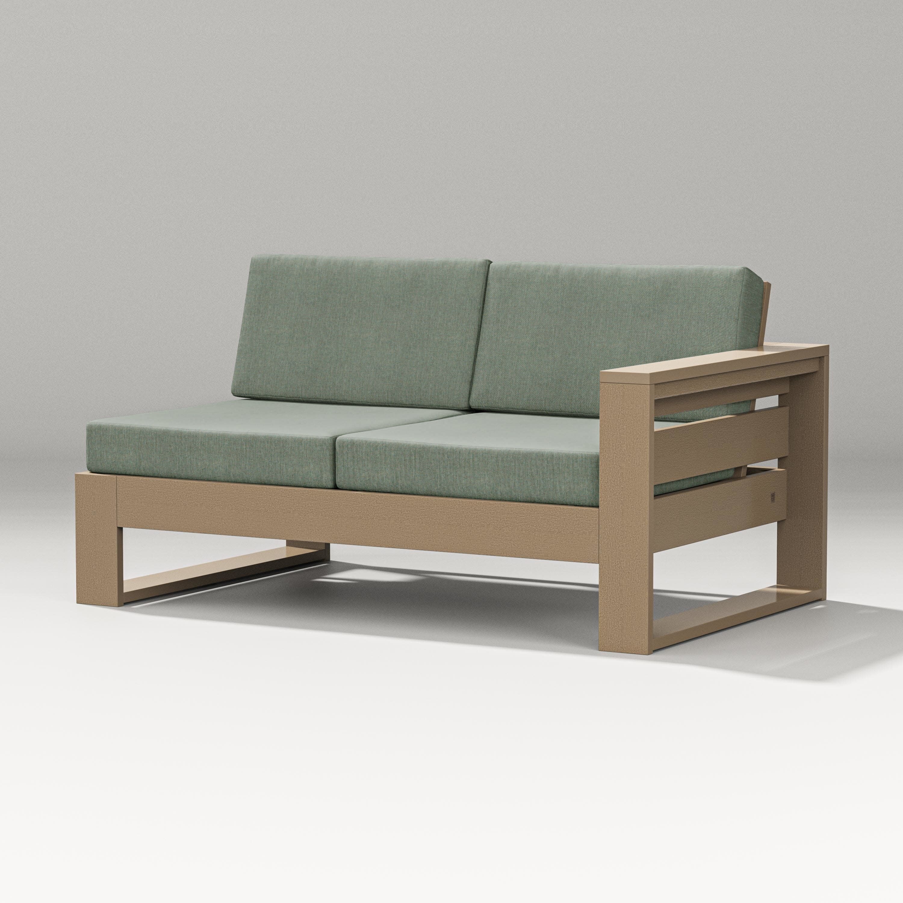 Latitude Modular Right Arm Loveseat in Vintage Sahara / Cast Sage