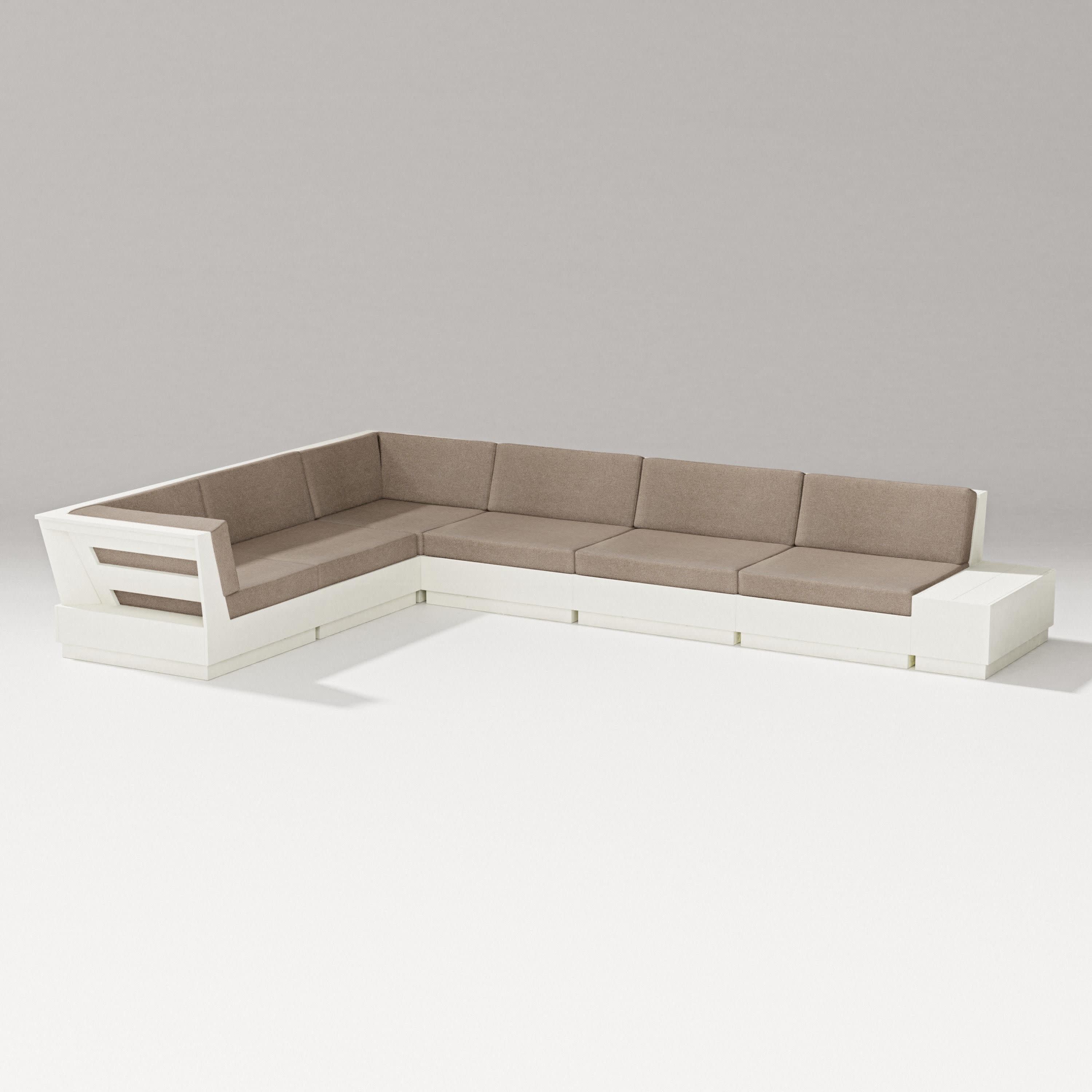 Elevate 7-Piece Corner Sectional in Vintage White / Spiced Burlap