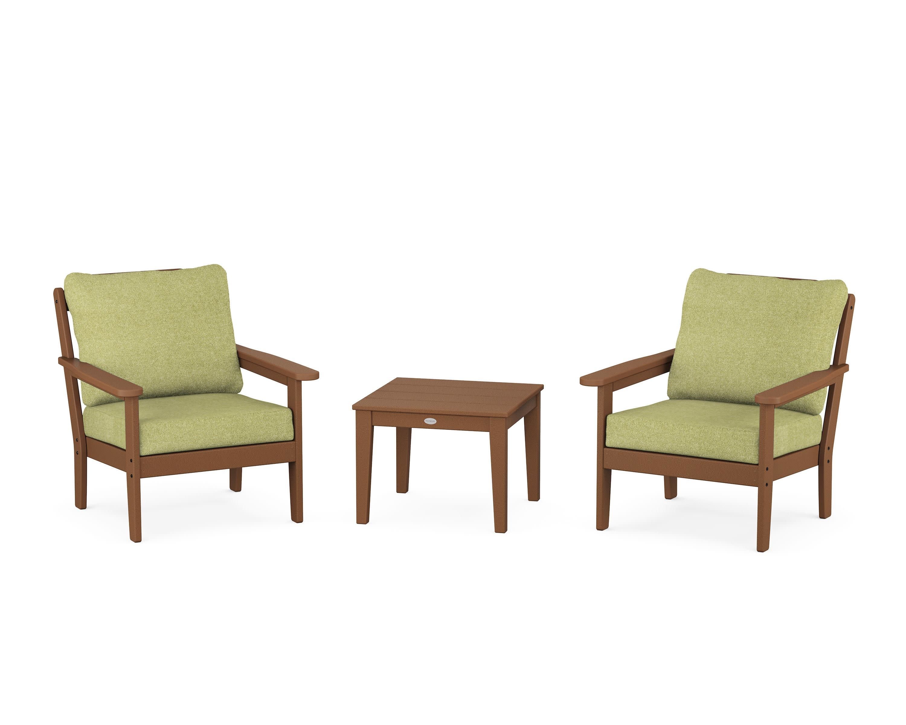 Cottage 3-Piece Deep Seating Set in Teak / Chartreuse Boucle