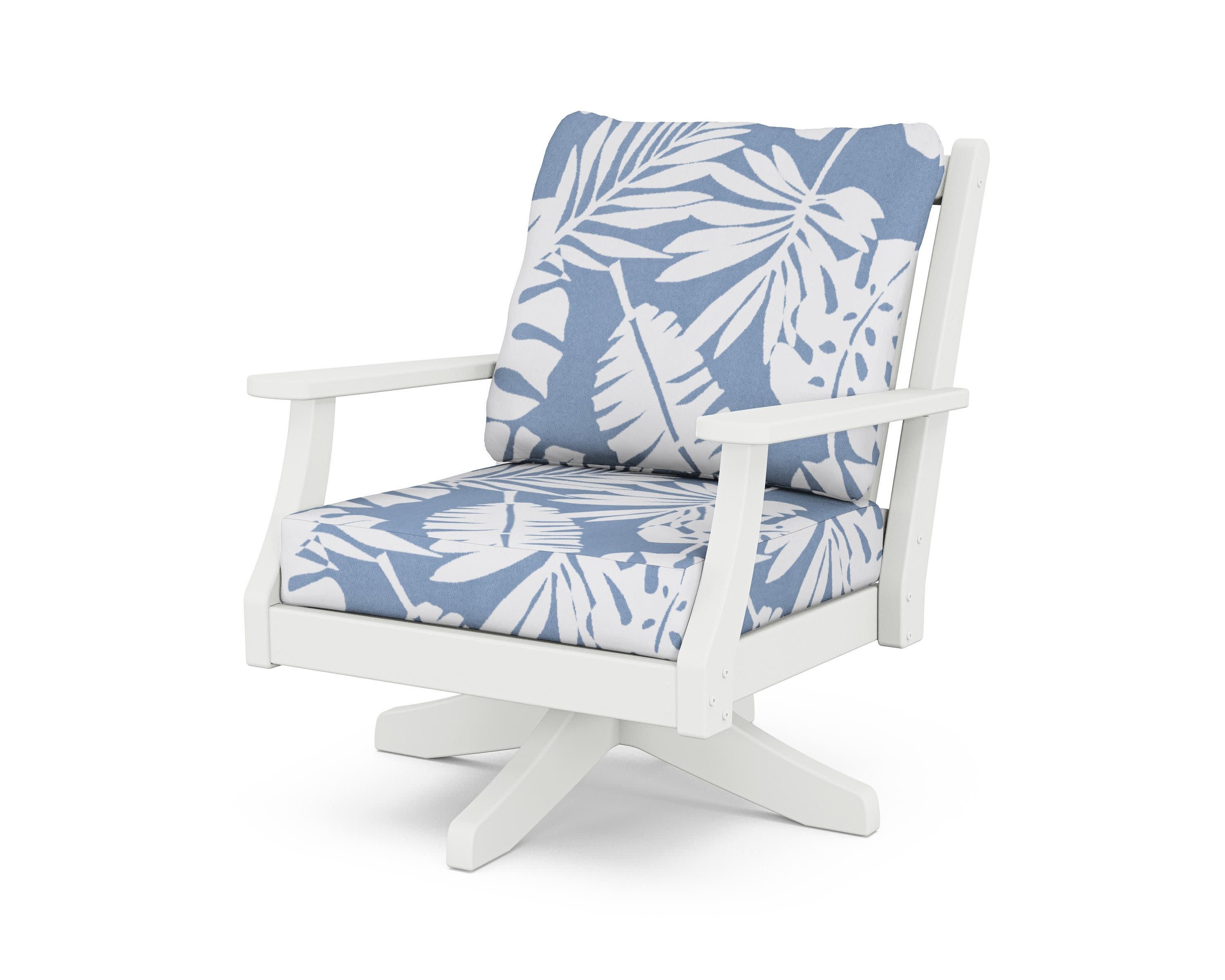 Wovendale Deep Seating Swivel Chair in White / Leaf Sky Blue