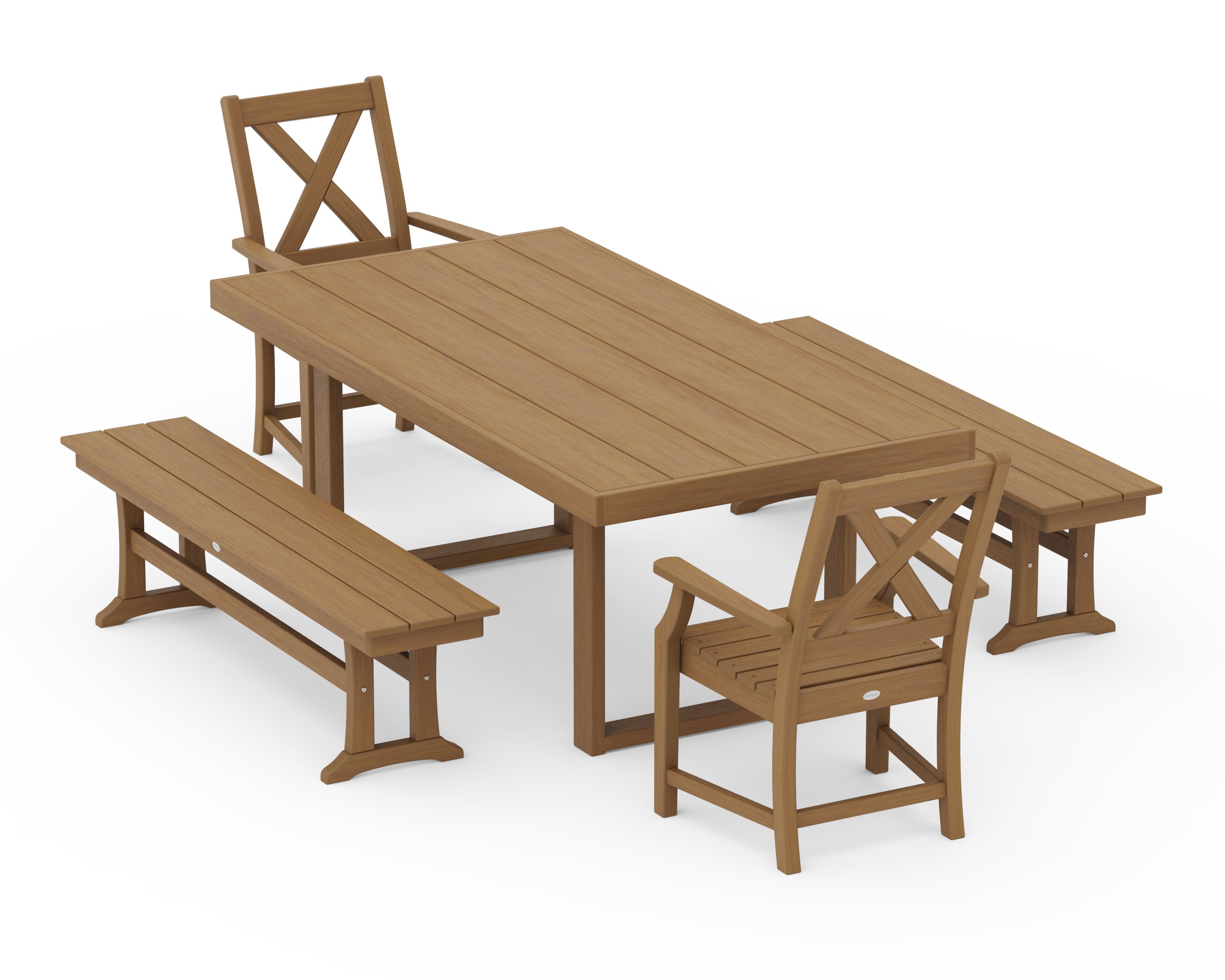 Braxton 5-Piece Dining Set with Benches in Natural