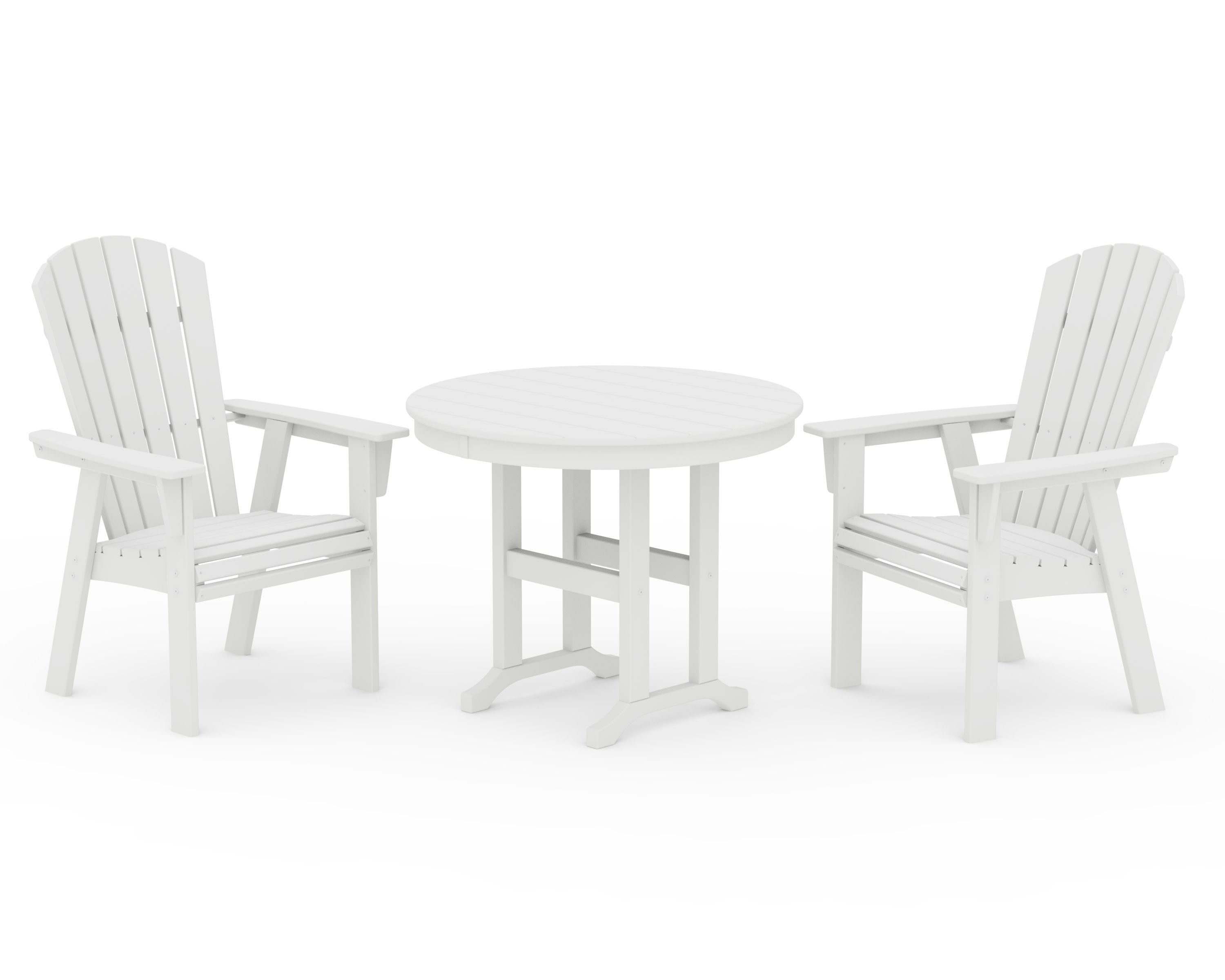 Nautical Adirondack 3-Piece Round Dining Set in White