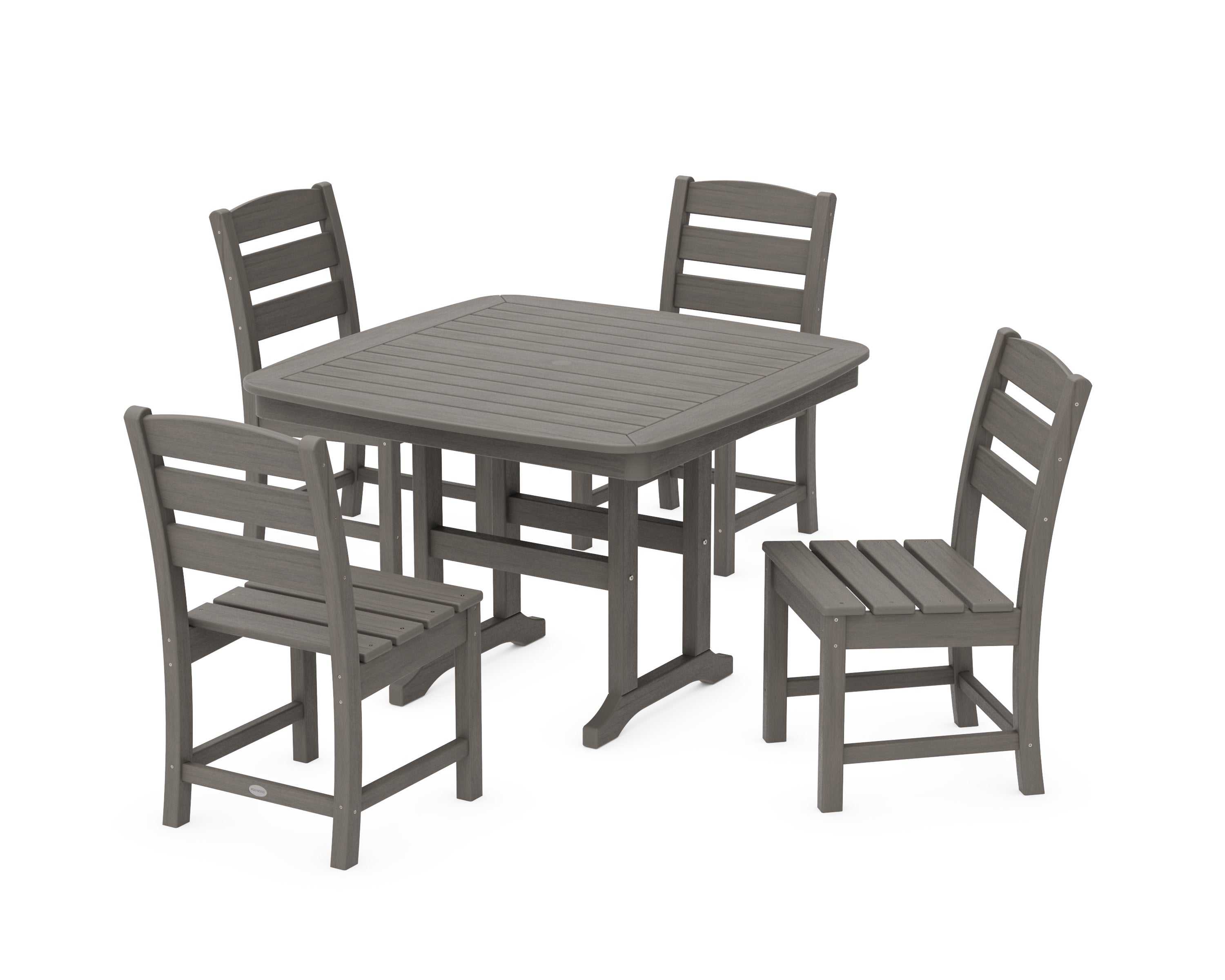 Lakeside Side Chair 5-Piece Dining Set with Trestle Legs in Driftwood