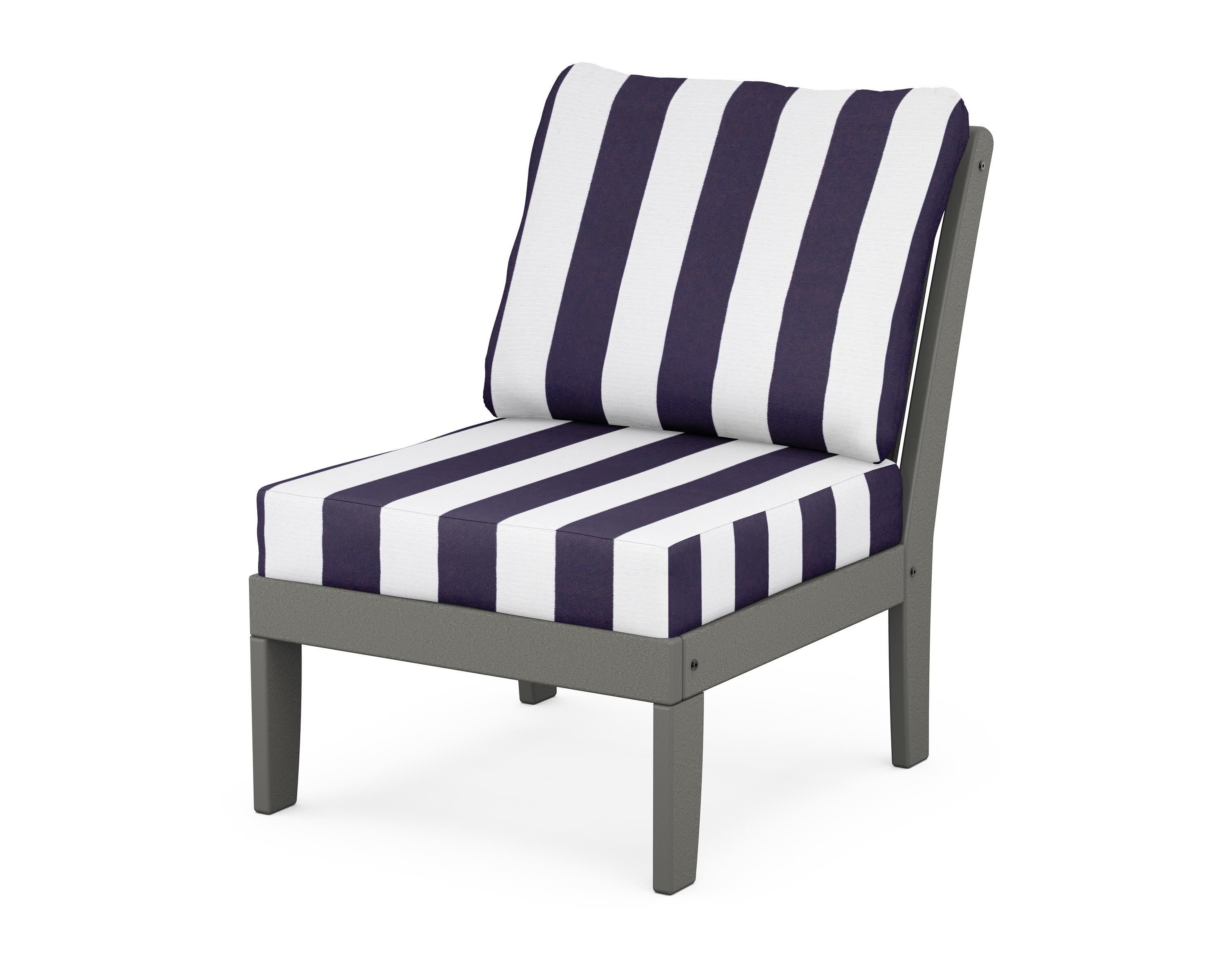 Braxton Modular Armless Chair in Slate Grey / Cabana Stripe Navy