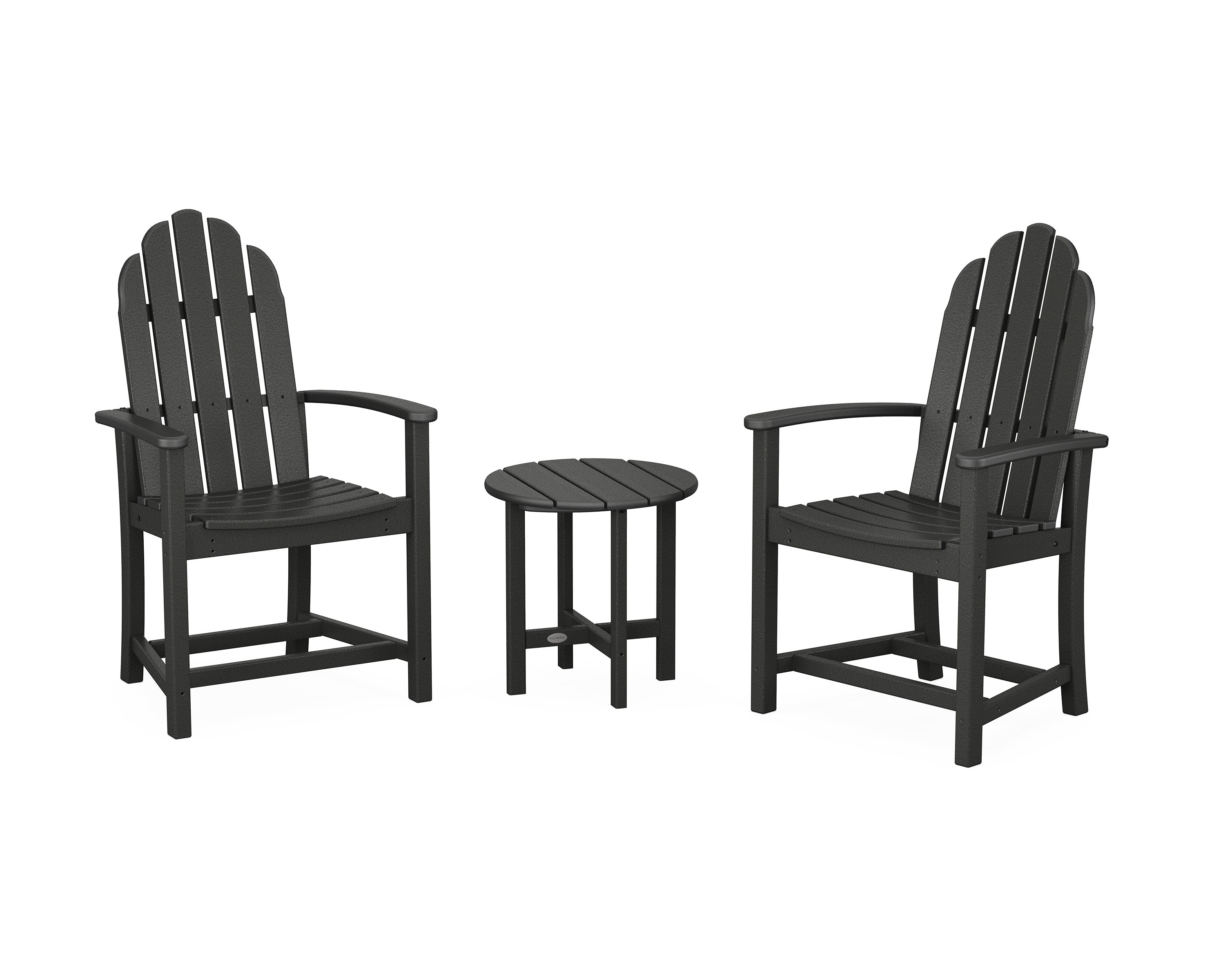Classic 3-Piece Upright Adirondack Chair Set in Black