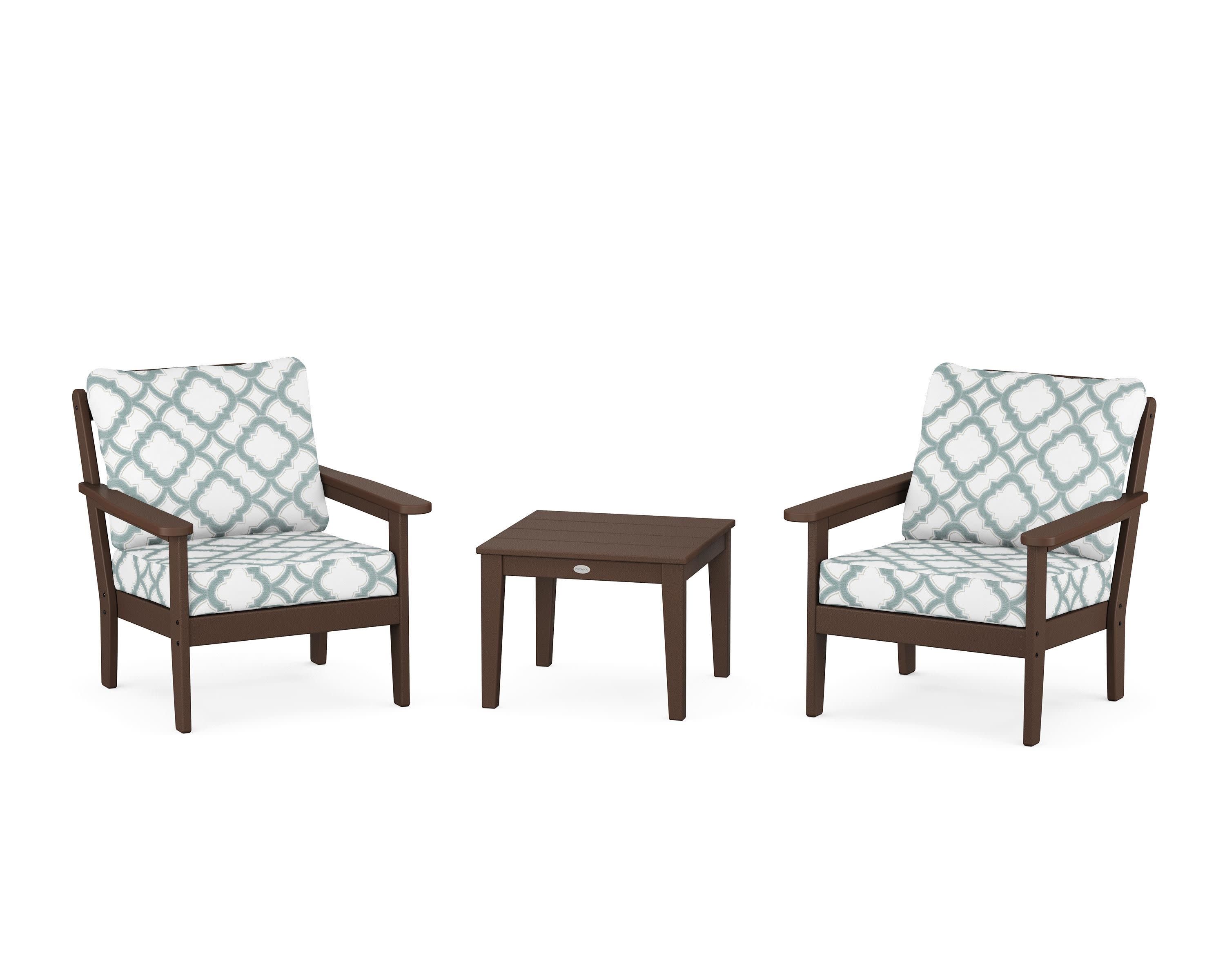 Cottage 3-Piece Deep Seating Set in Mahogany / Trellis Glacier Spa