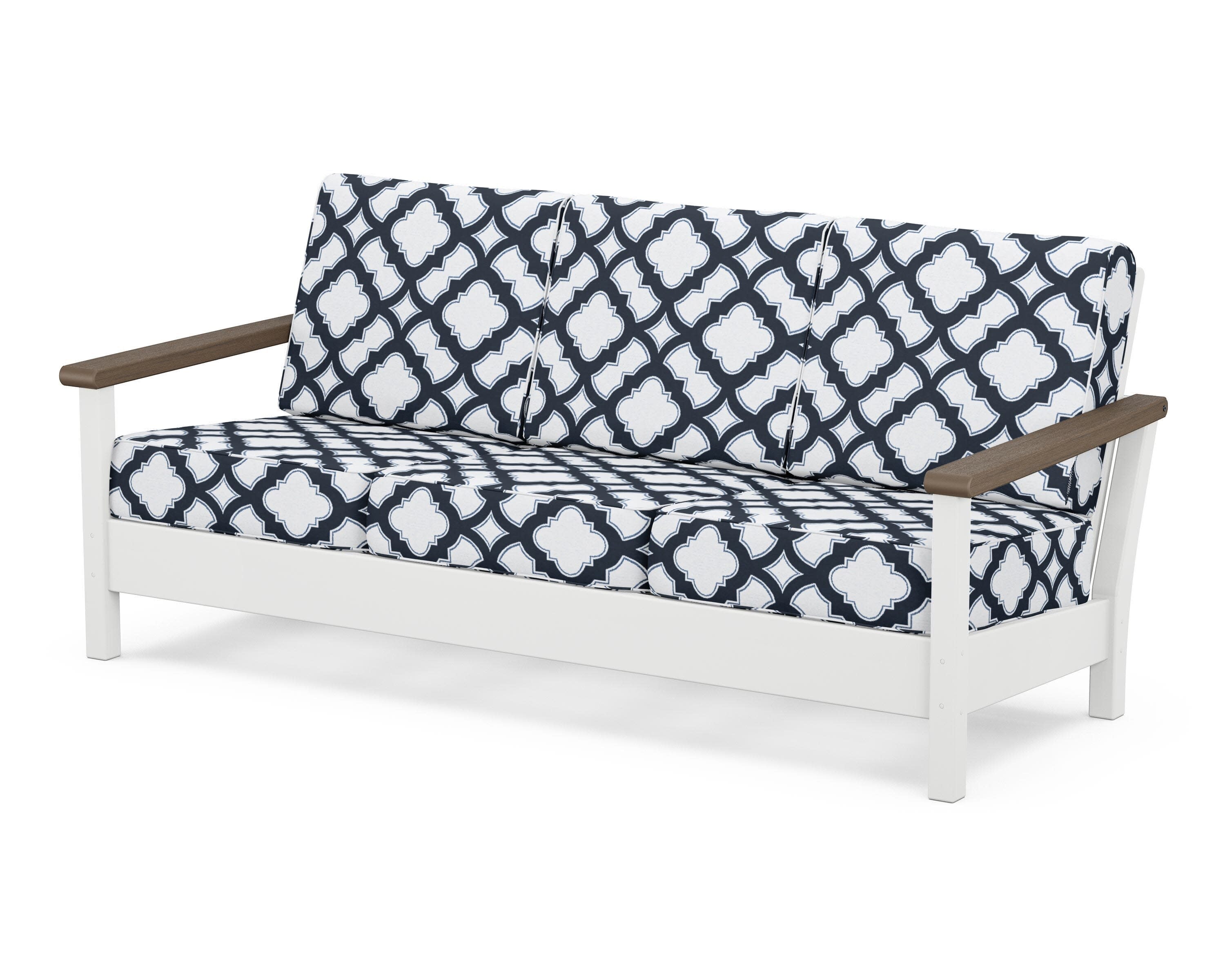 Harbour Deep Seating Sofa in White / Kona / Trellis Marine Indigo
