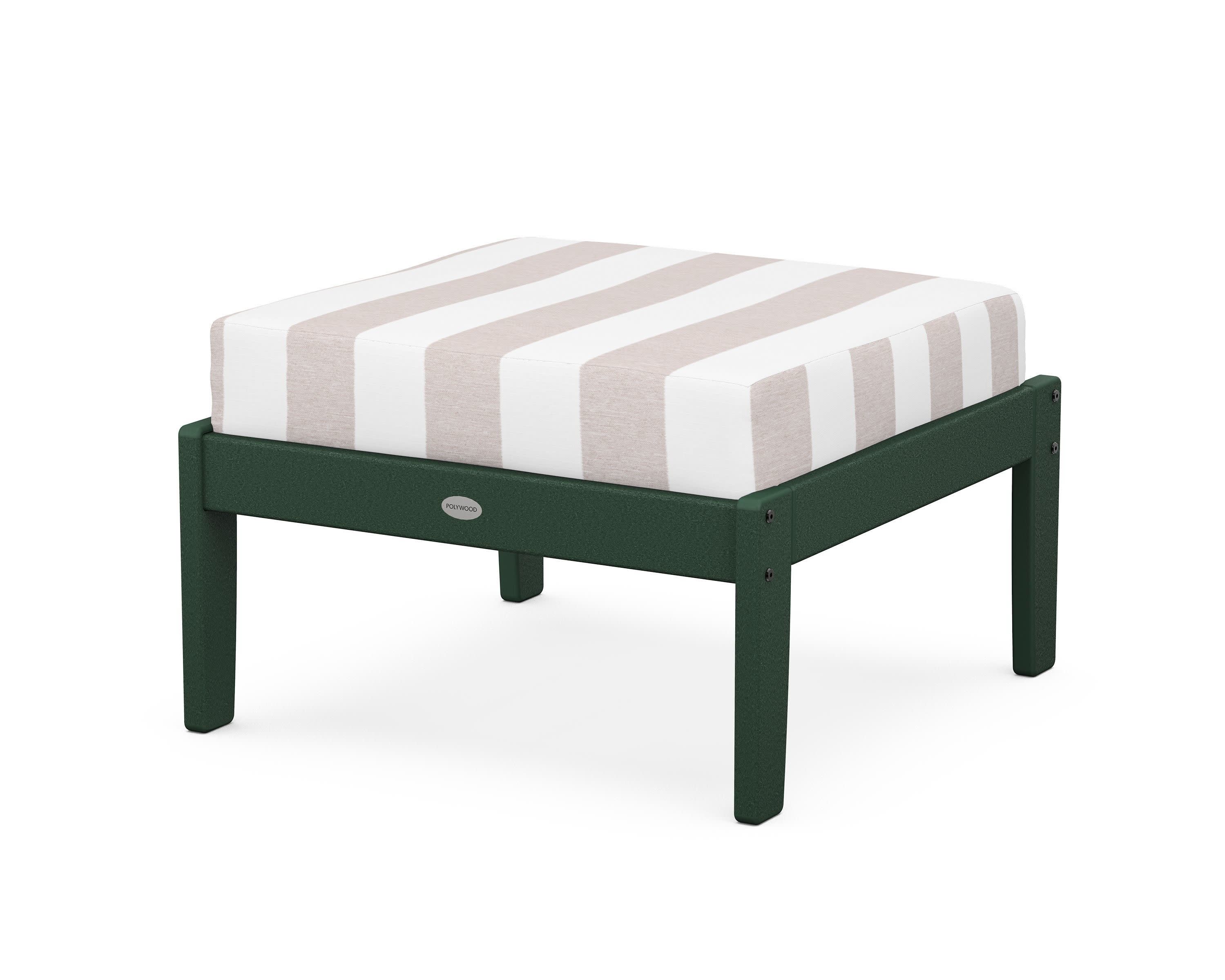 Braxton Deep Seating Ottoman in Green / Cabana Stripe Dune Burlap