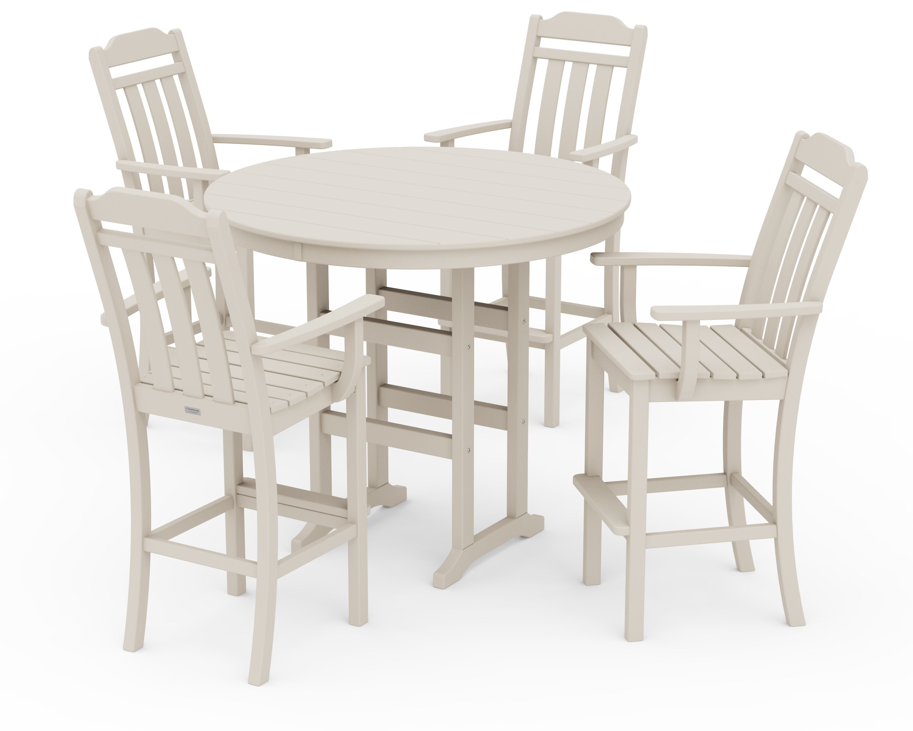 Cottage 5-Piece Round Farmhouse Bar Set in Sand