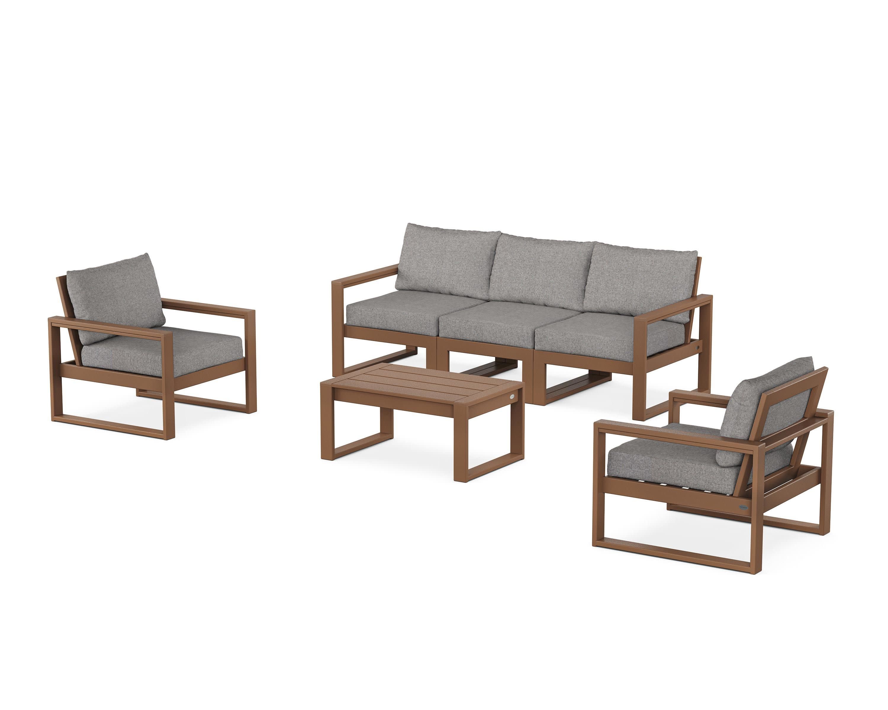 EDGE Sectional 4-Piece Deep Seating Set with Sofa in Teak / Grey Mist
