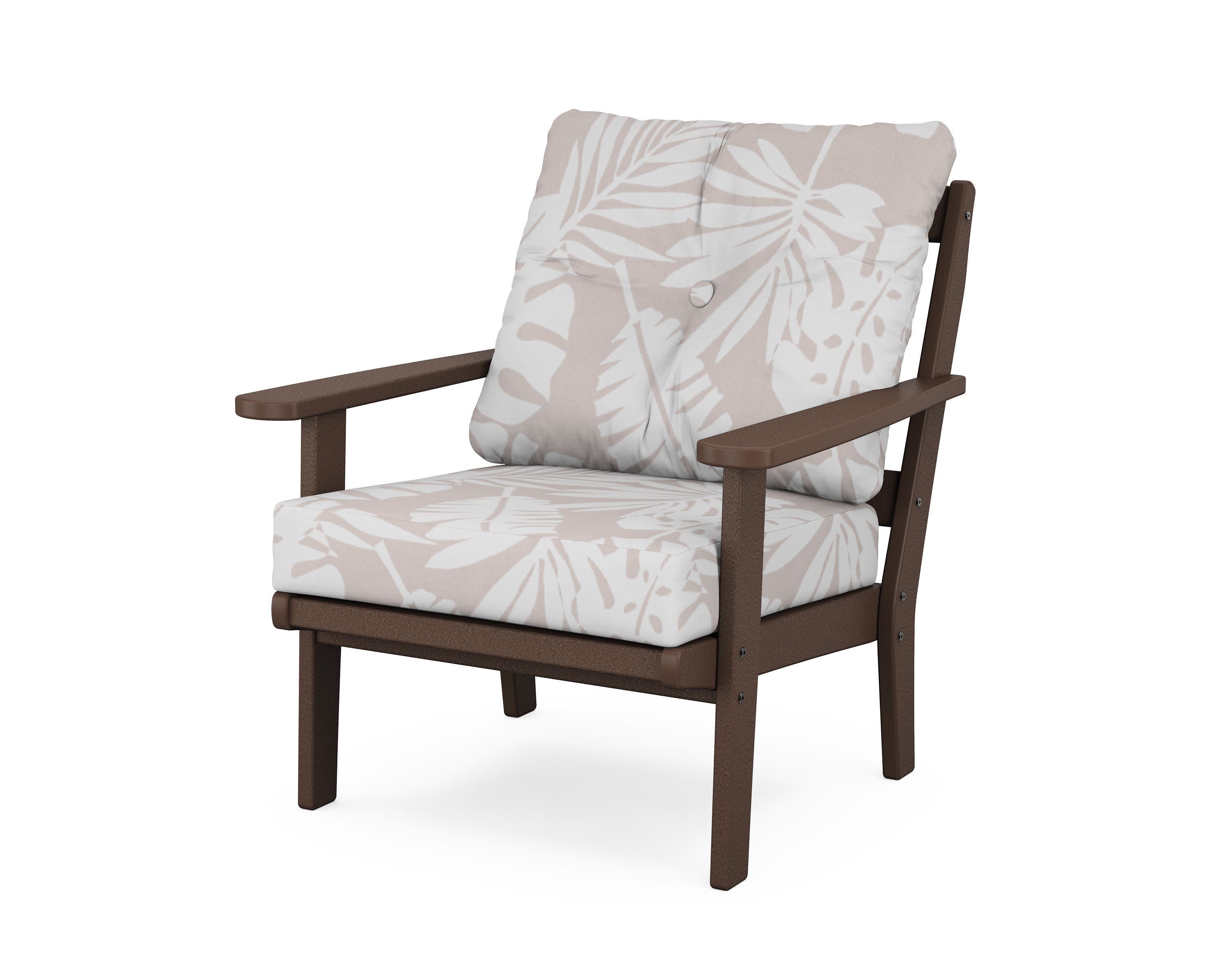 Mission Deep Seating Chair in Mahogany / Leaf Dune Burlap