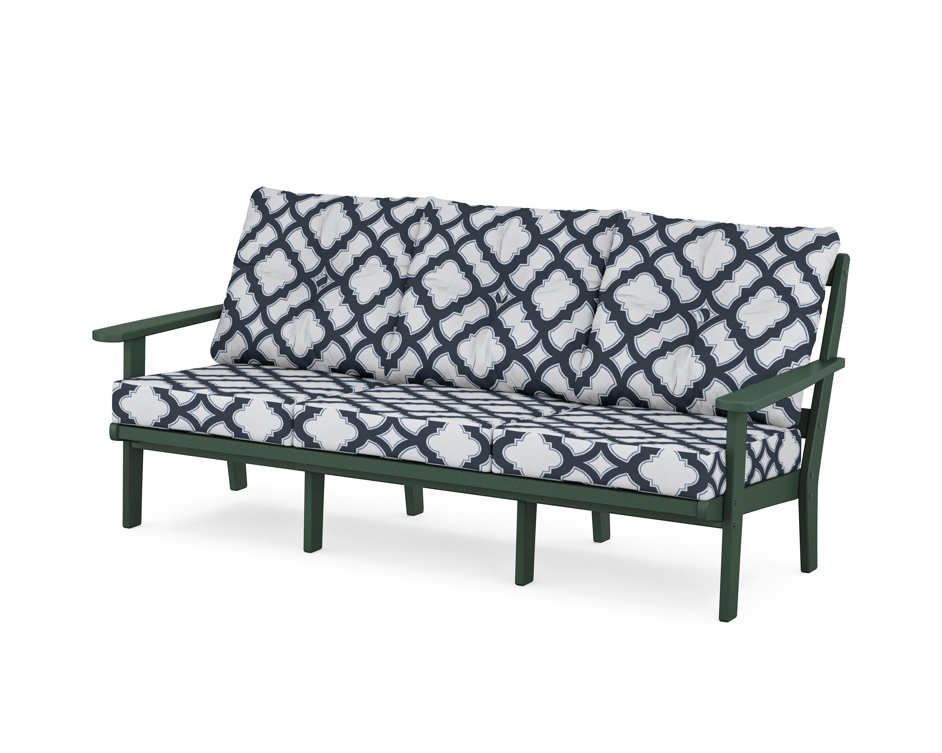 Mission Deep Seating Sofa in Green / Trellis Marine Indigo