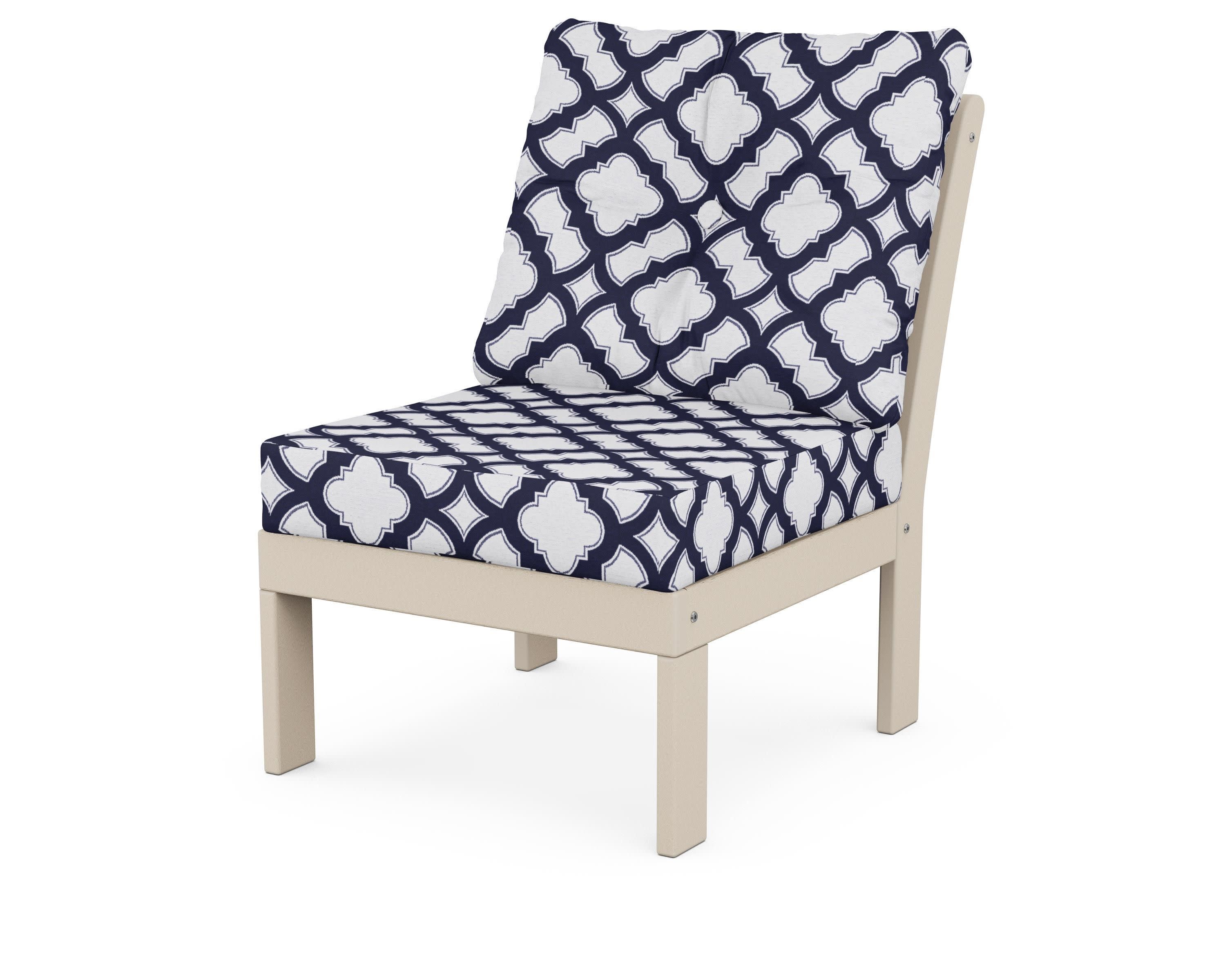 Vineyard Modular Armless Chair in Sand / Trellis Navy