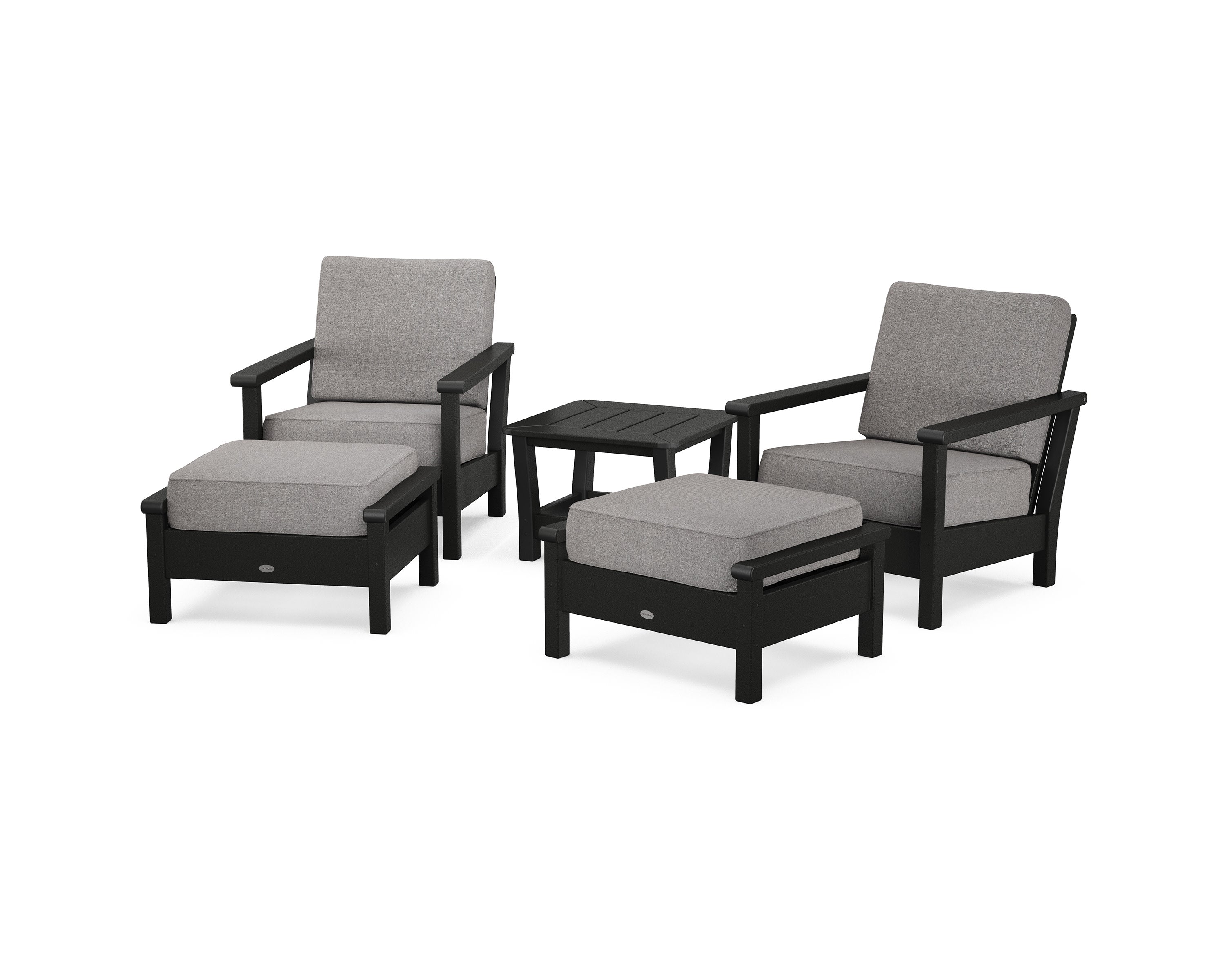 Harbour 5-Piece Deep Seating Chair Set in Black / Grey Mist