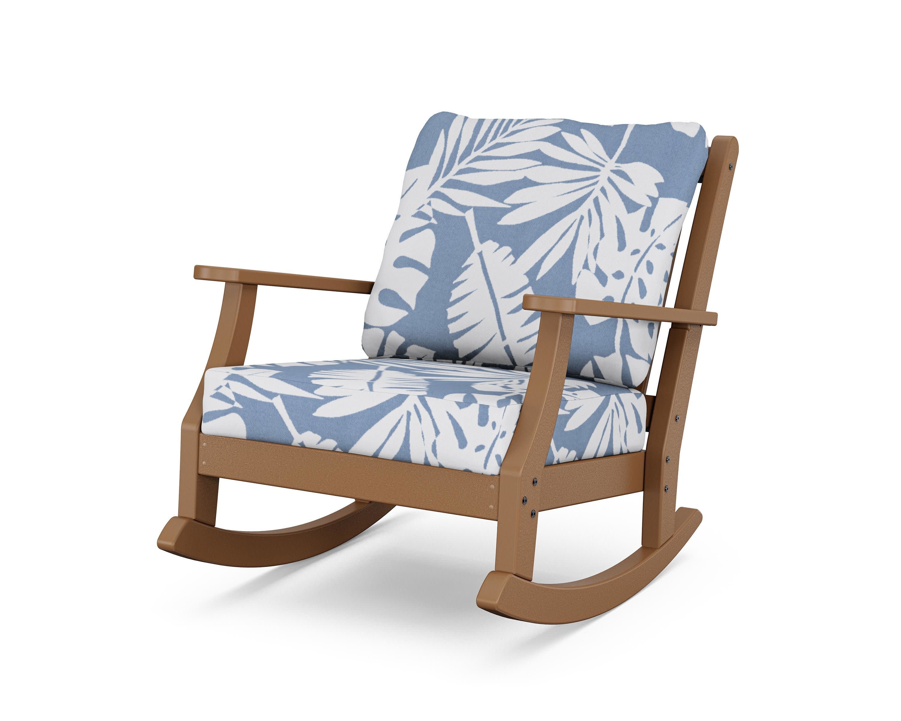 Wovendale Deep Seating Rocking Chair in Teak / Leaf Sky Blue