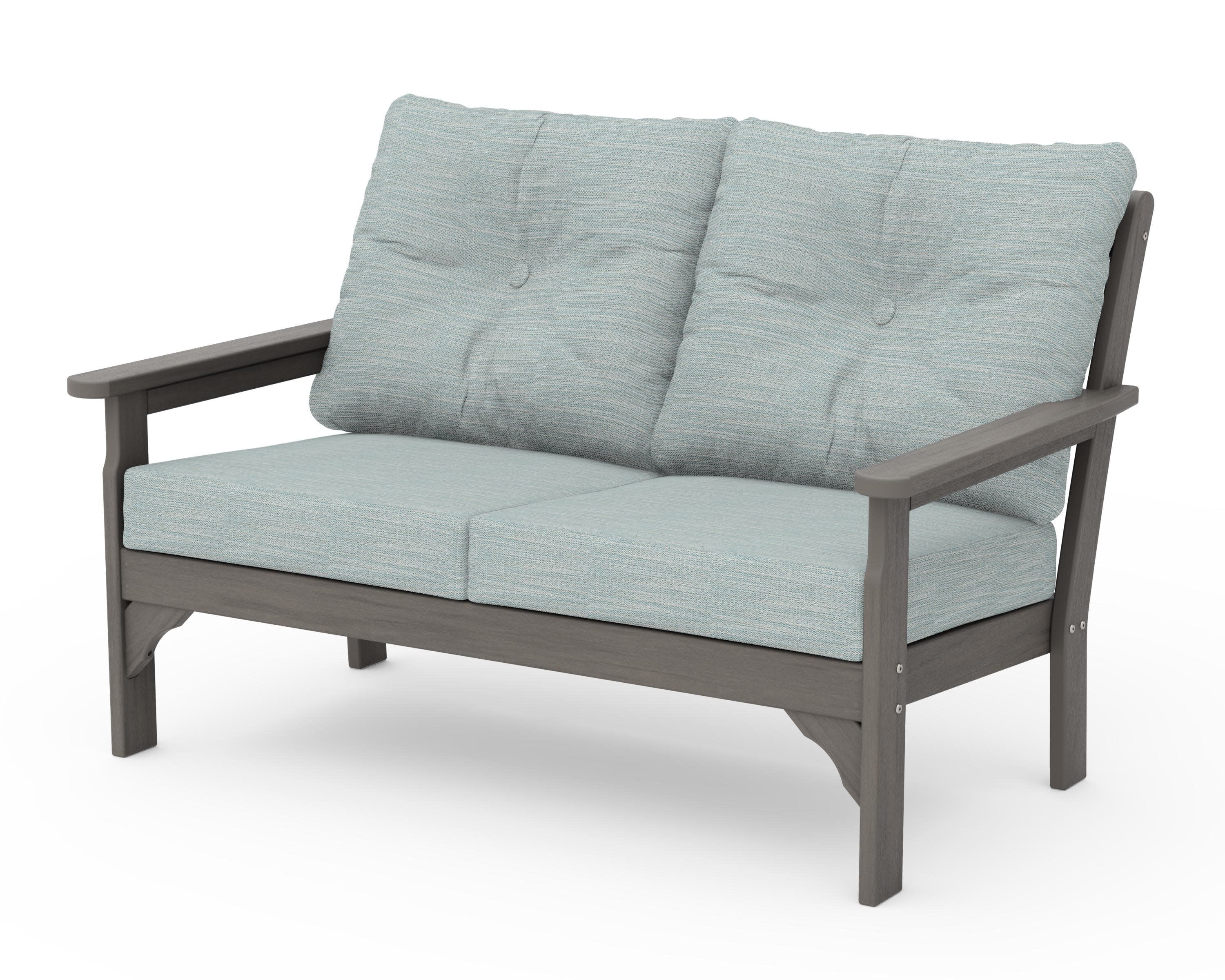Vineyard Deep Seating Loveseat in Driftwood / Soothe Mist