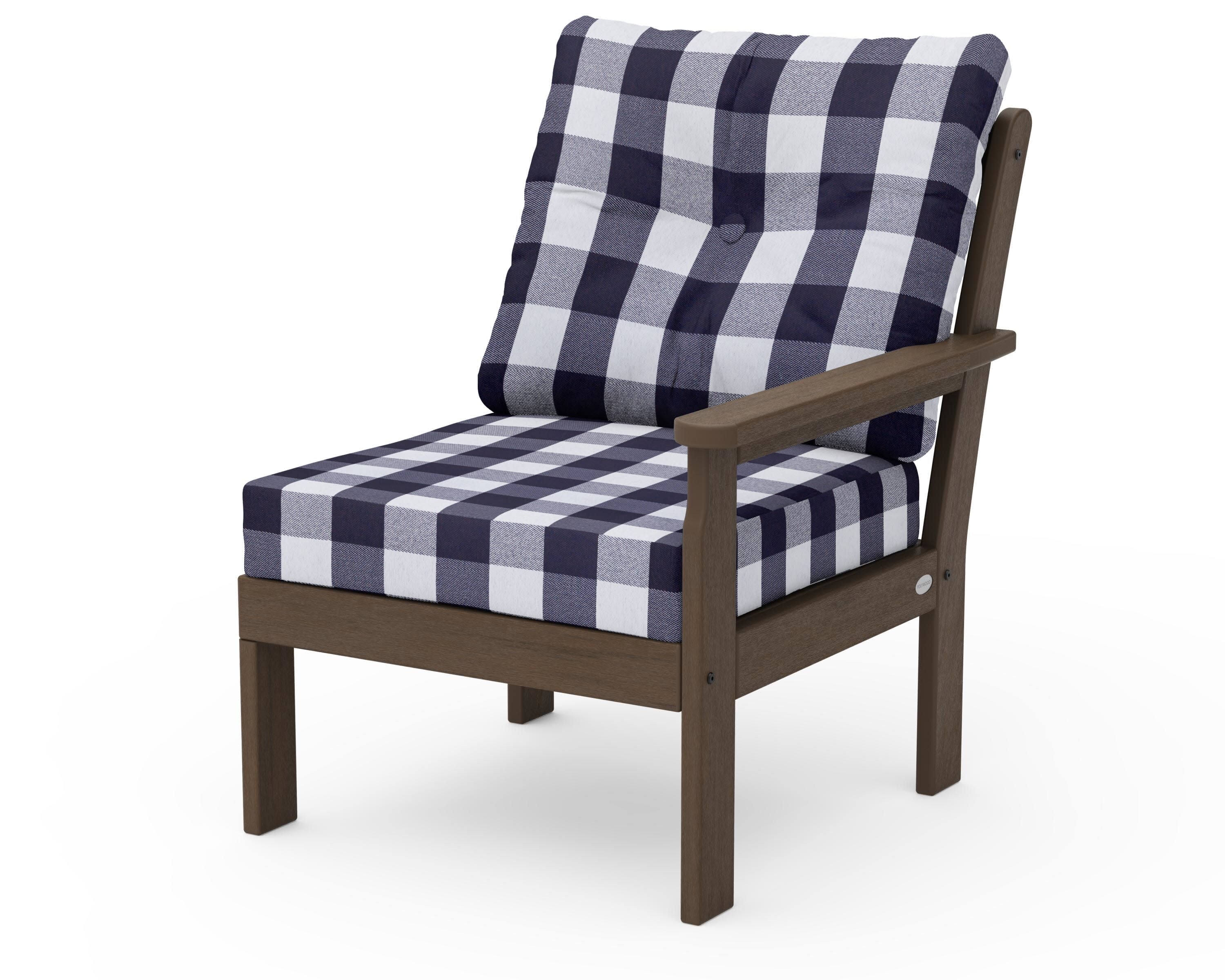 Vineyard Modular Right Arm Chair in Kona / Buffalo Plaid Navy