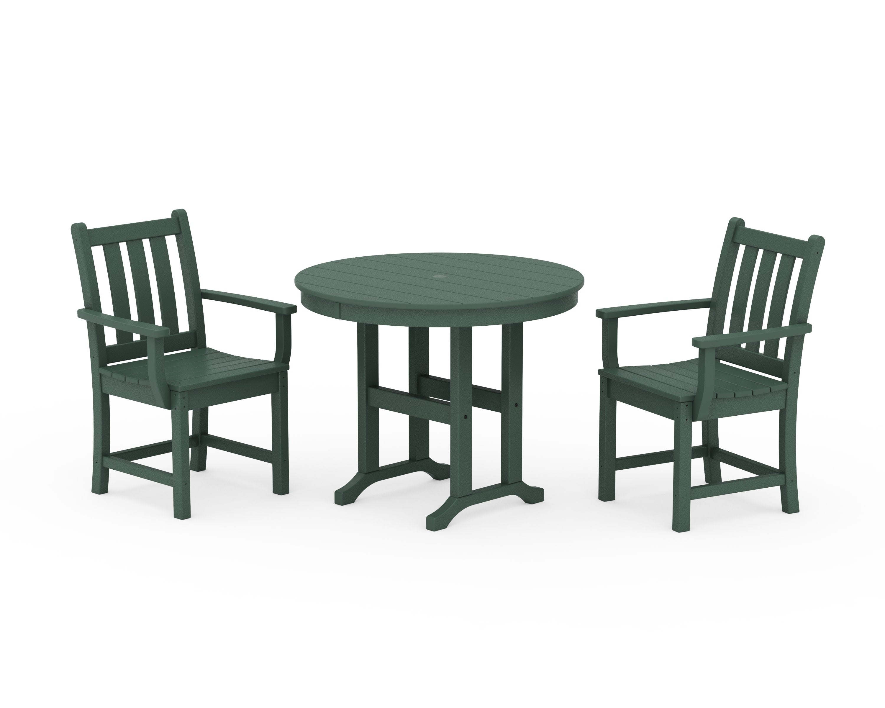 Traditional Garden 3-Piece Round Dining Set in Green